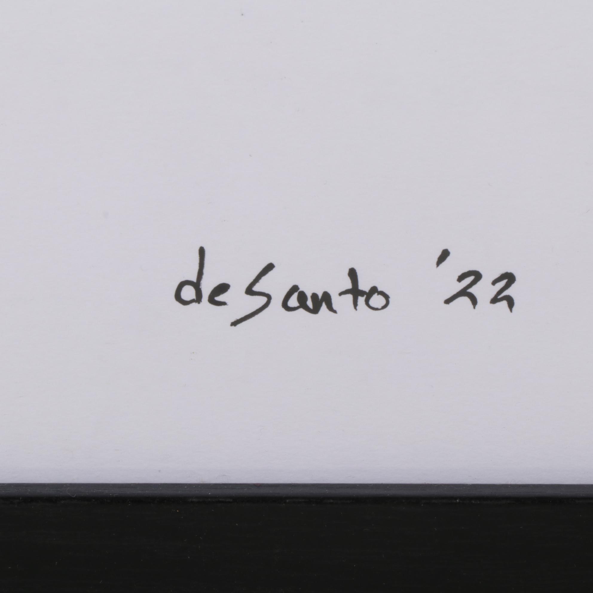 deSanto Figural Acrylic Ink Drawings of Male Nude Model, 2022