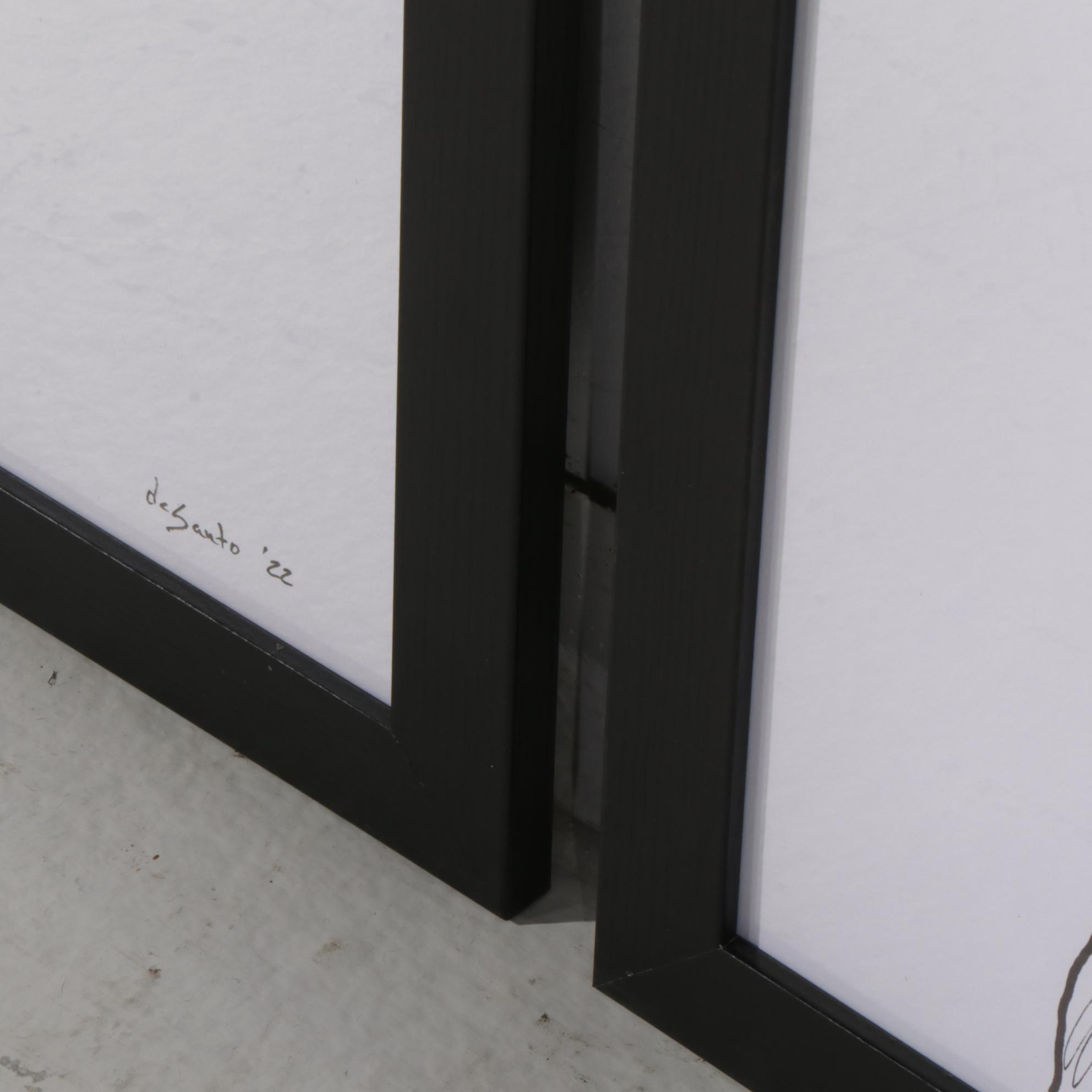 deSanto Figural Acrylic Ink Drawings of Male Nude Model, 2022