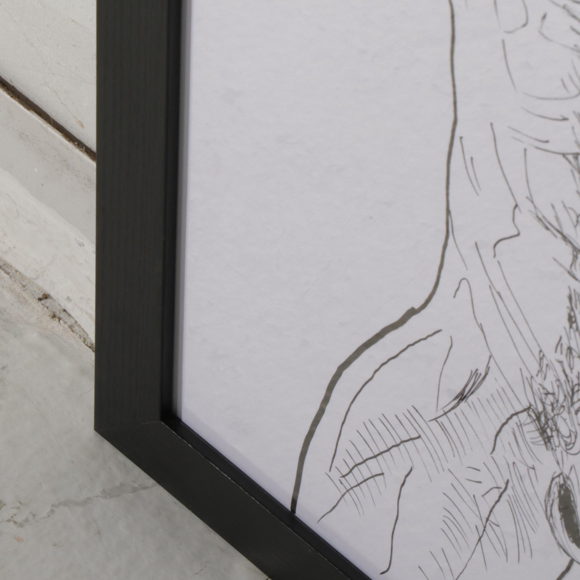 deSanto Figural Acrylic Ink Drawings of Male Nude Model, 2022