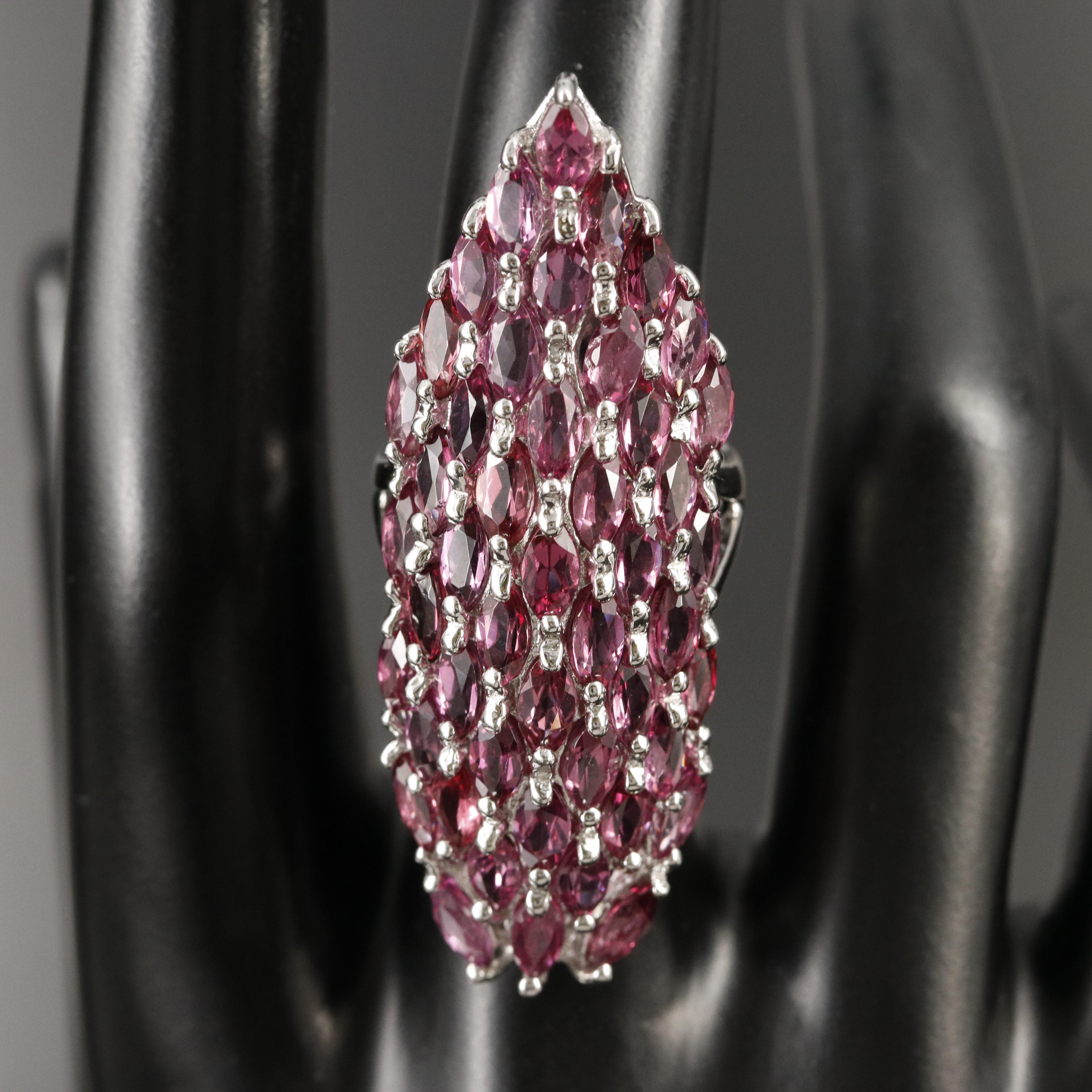 Sterling Rhodolite Garnet Pointer Ring