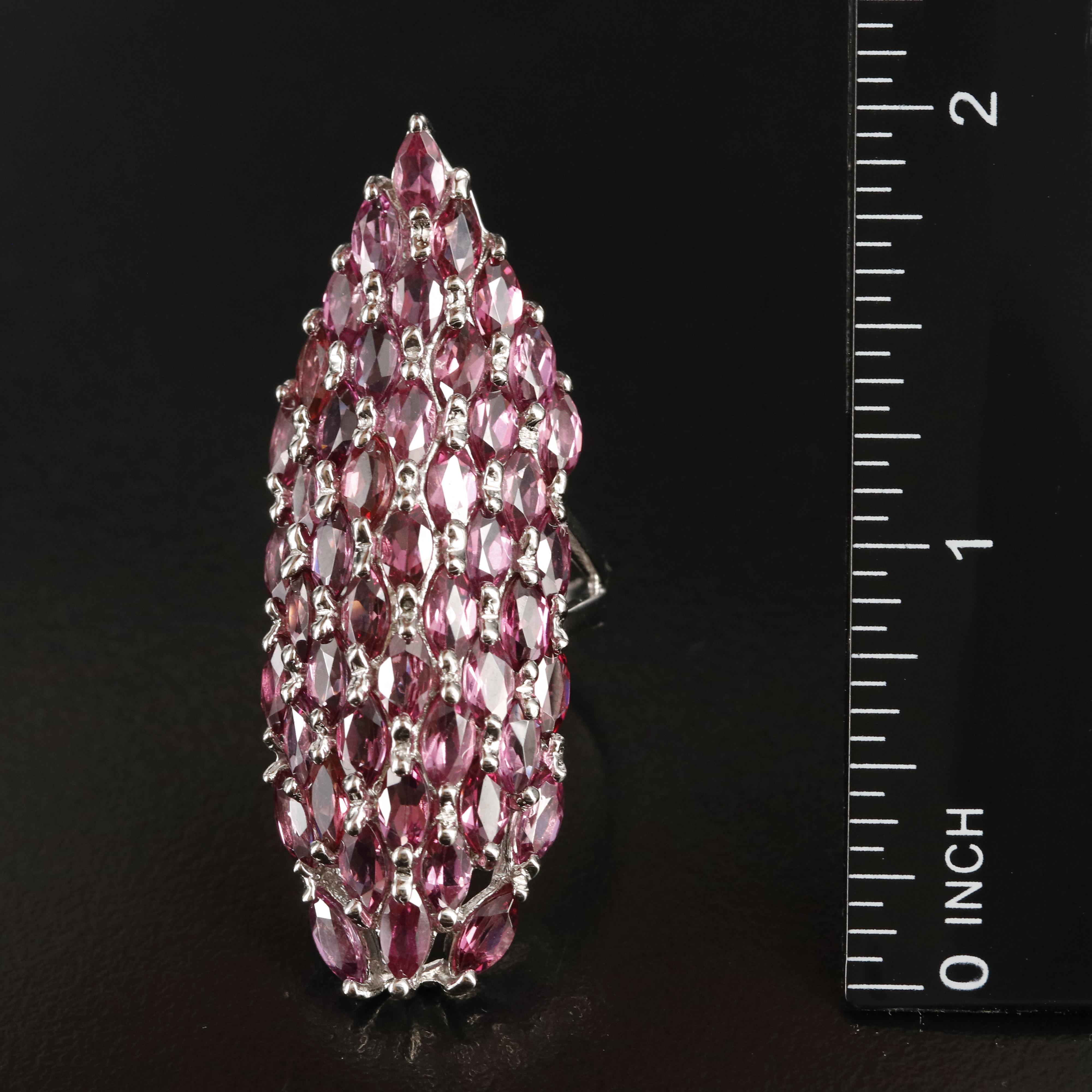 Sterling Rhodolite Garnet Pointer Ring