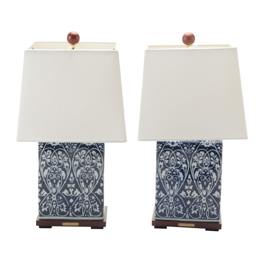 Pair of Ralph Lauren Blue and White Chinoiserie Ceramic Table Lamps