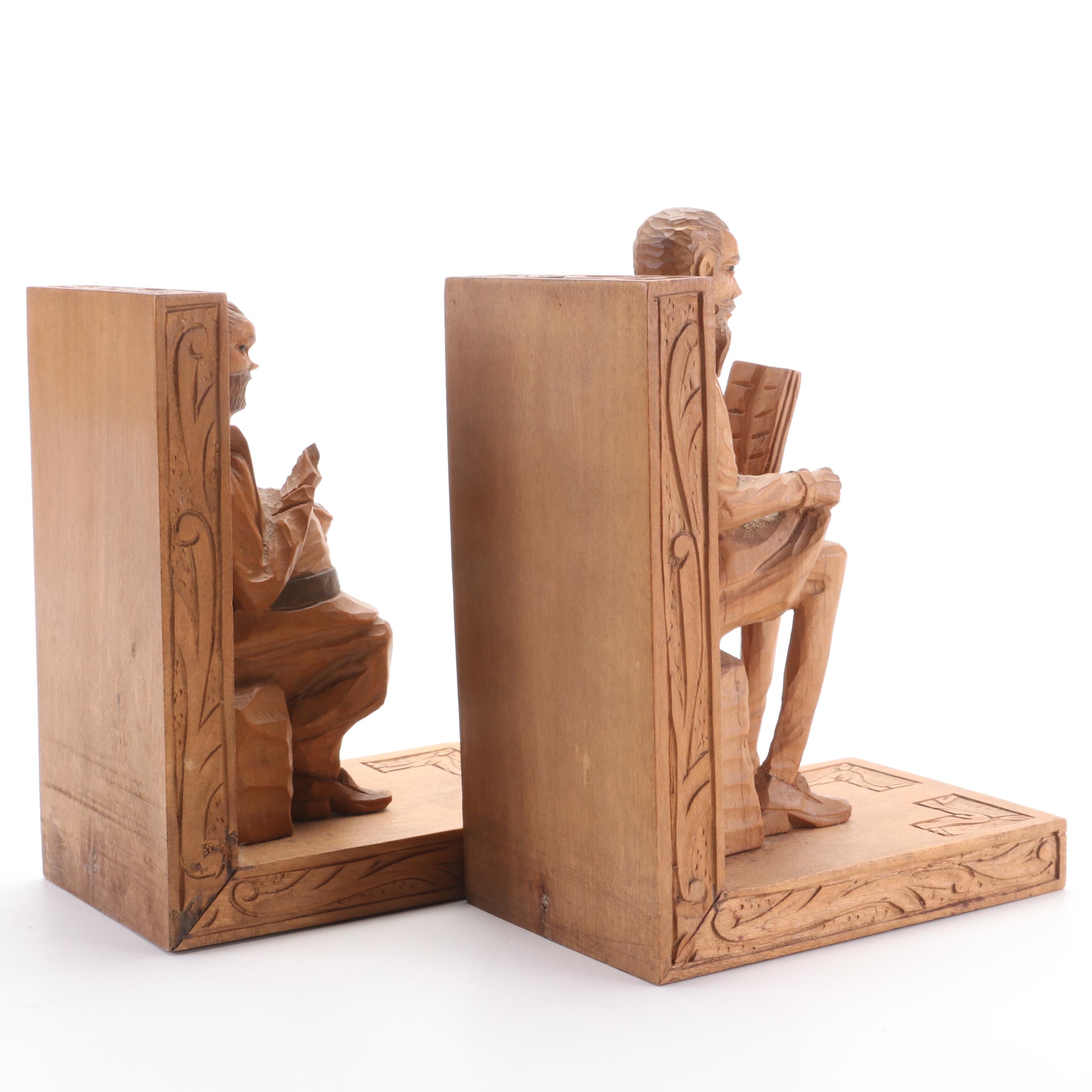 Ouro Don Quixote and Sancho Panza Hand Carved Spanish Wooden Bookends