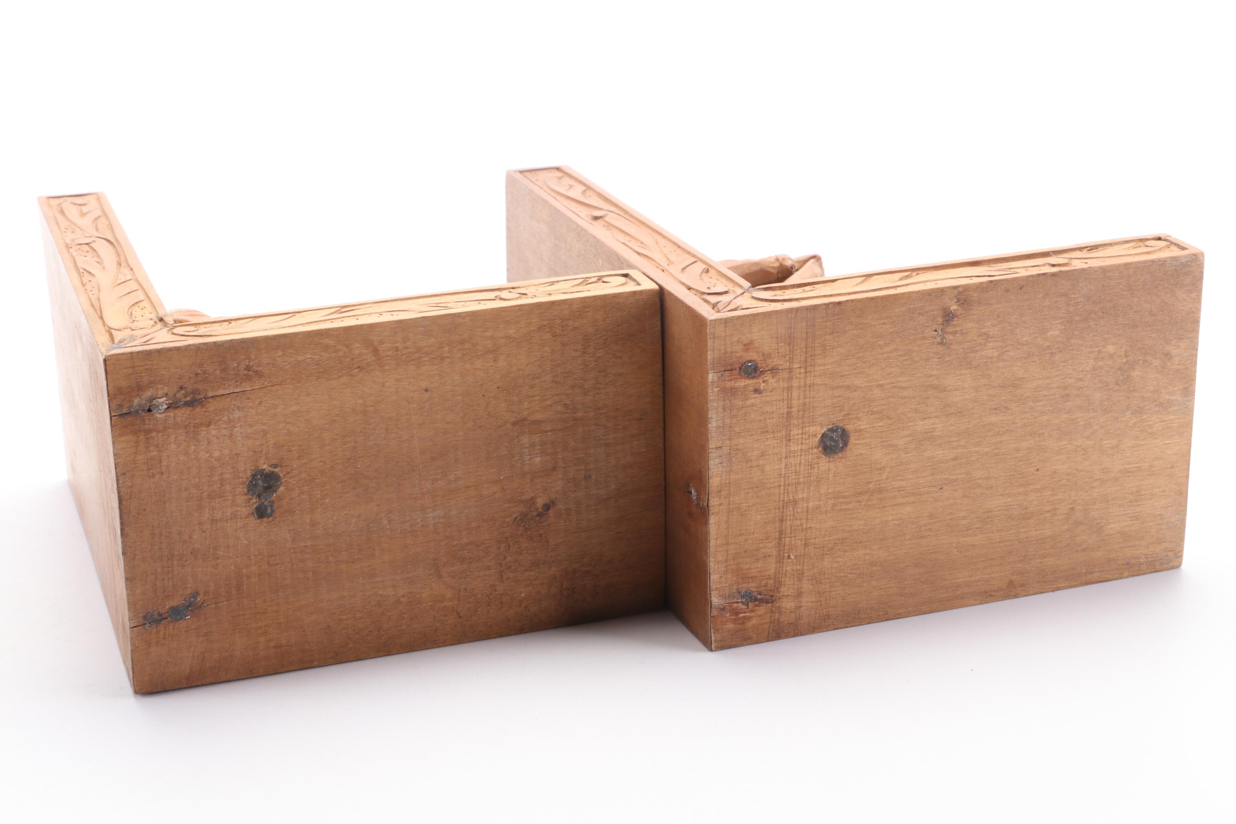 Ouro Don Quixote and Sancho Panza Hand Carved Spanish Wooden Bookends