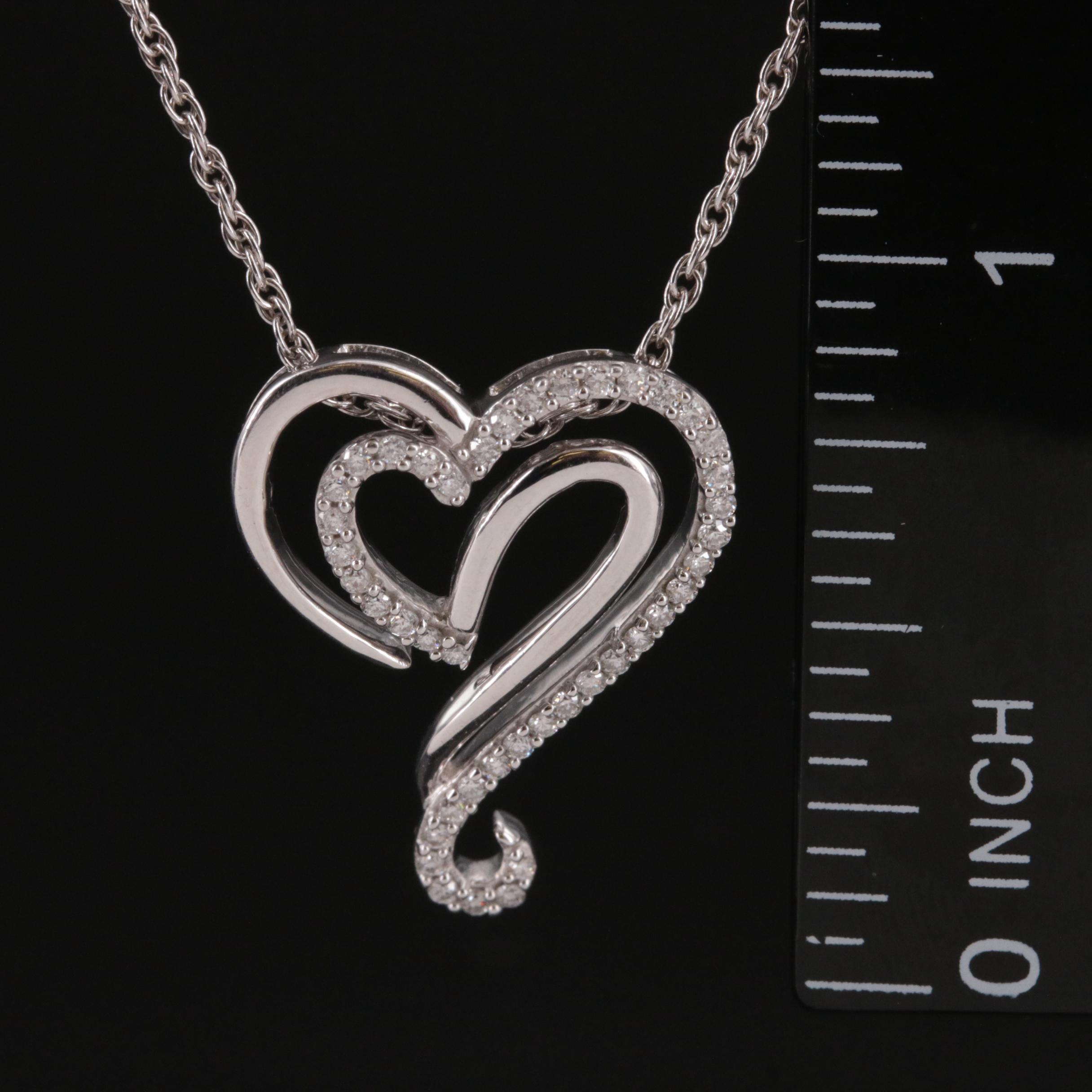 Sterling Diamond Heart Pendant Necklace