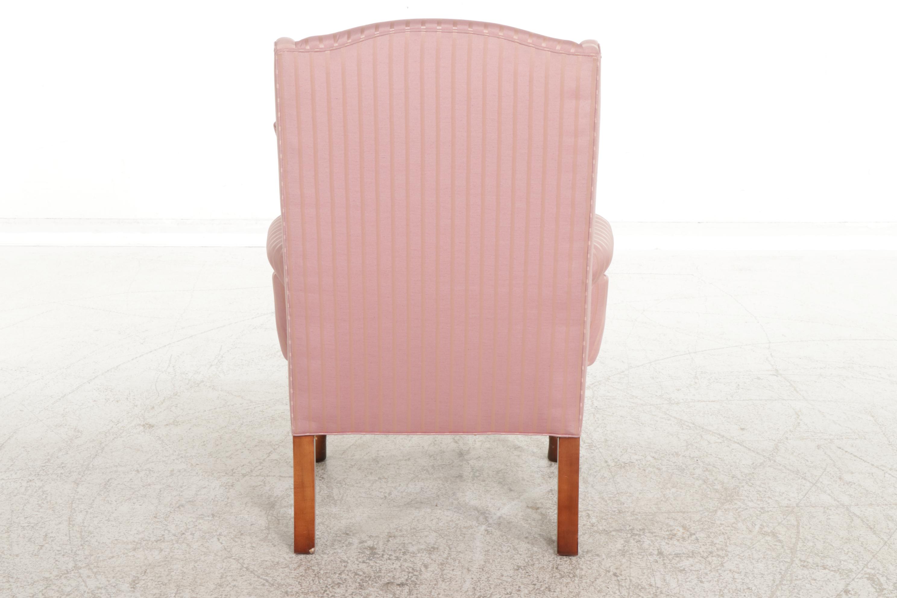 Laine Upholstering Co. Queen Anne Style Wingback Chair, Late 20th Century