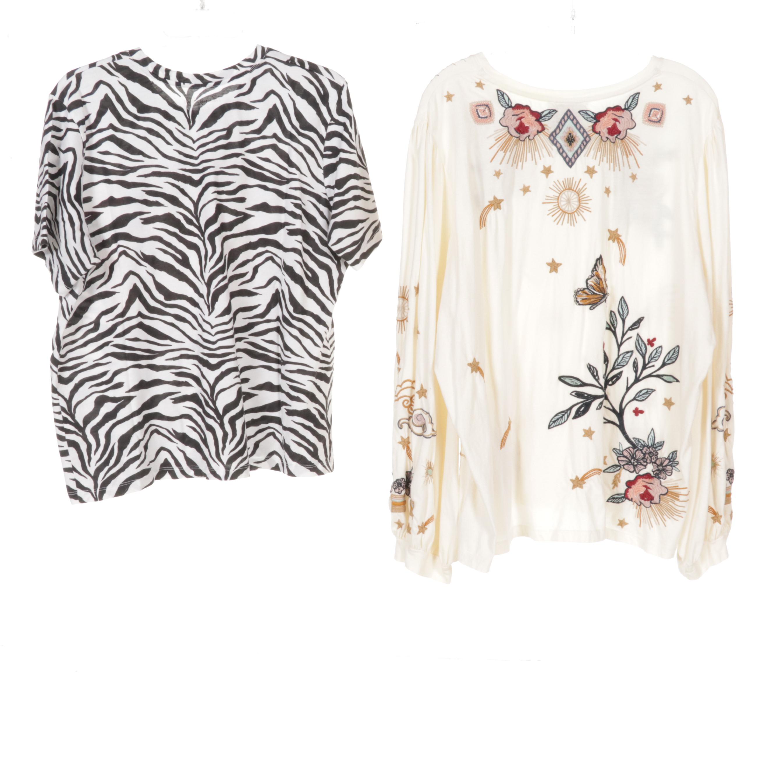 Michael Kors Belted Dress With Johnny Was Printed Zebra and Embroidered Shirts