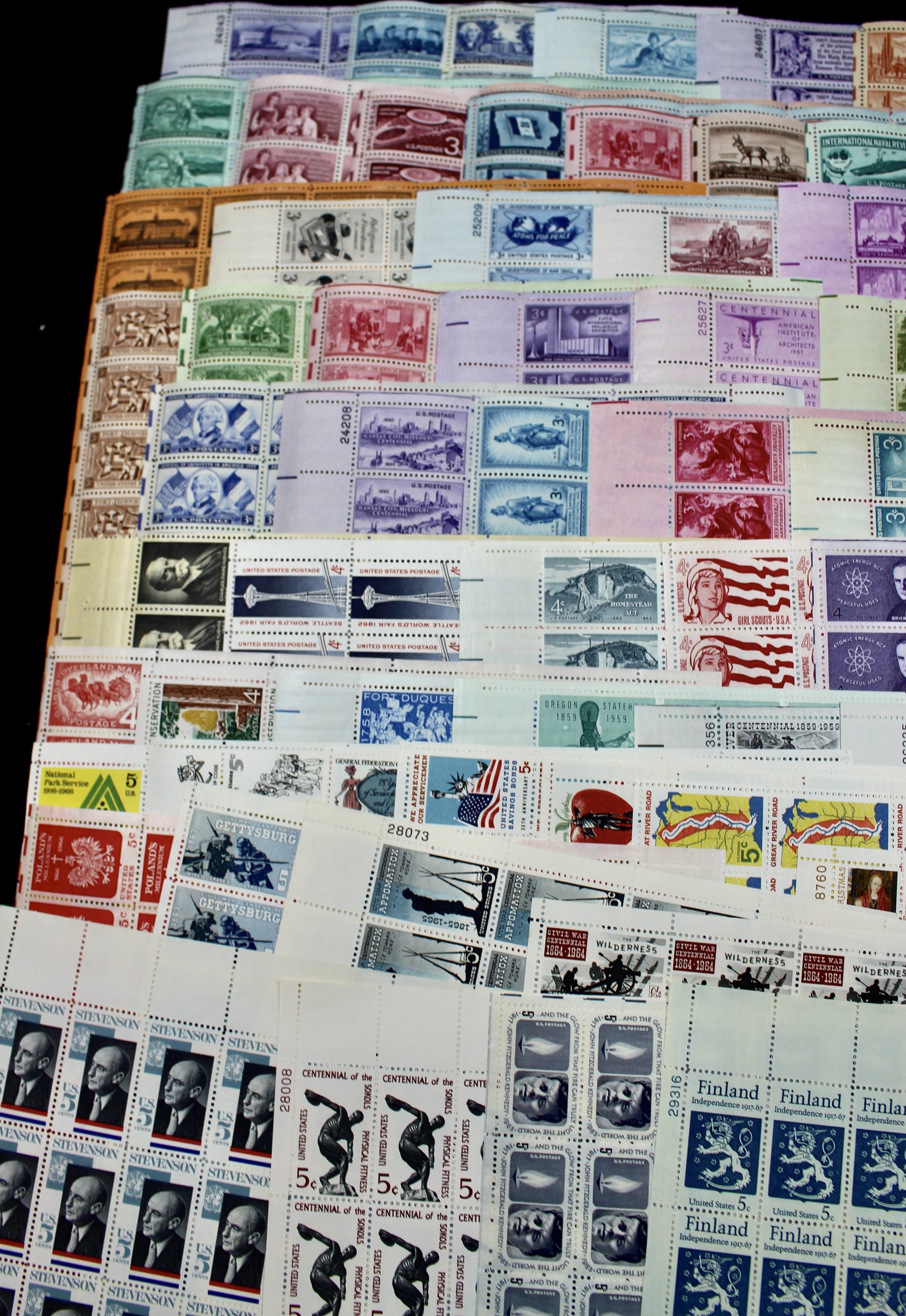 93 U.S. Postage Stamp Sheets, 1940s-1960s