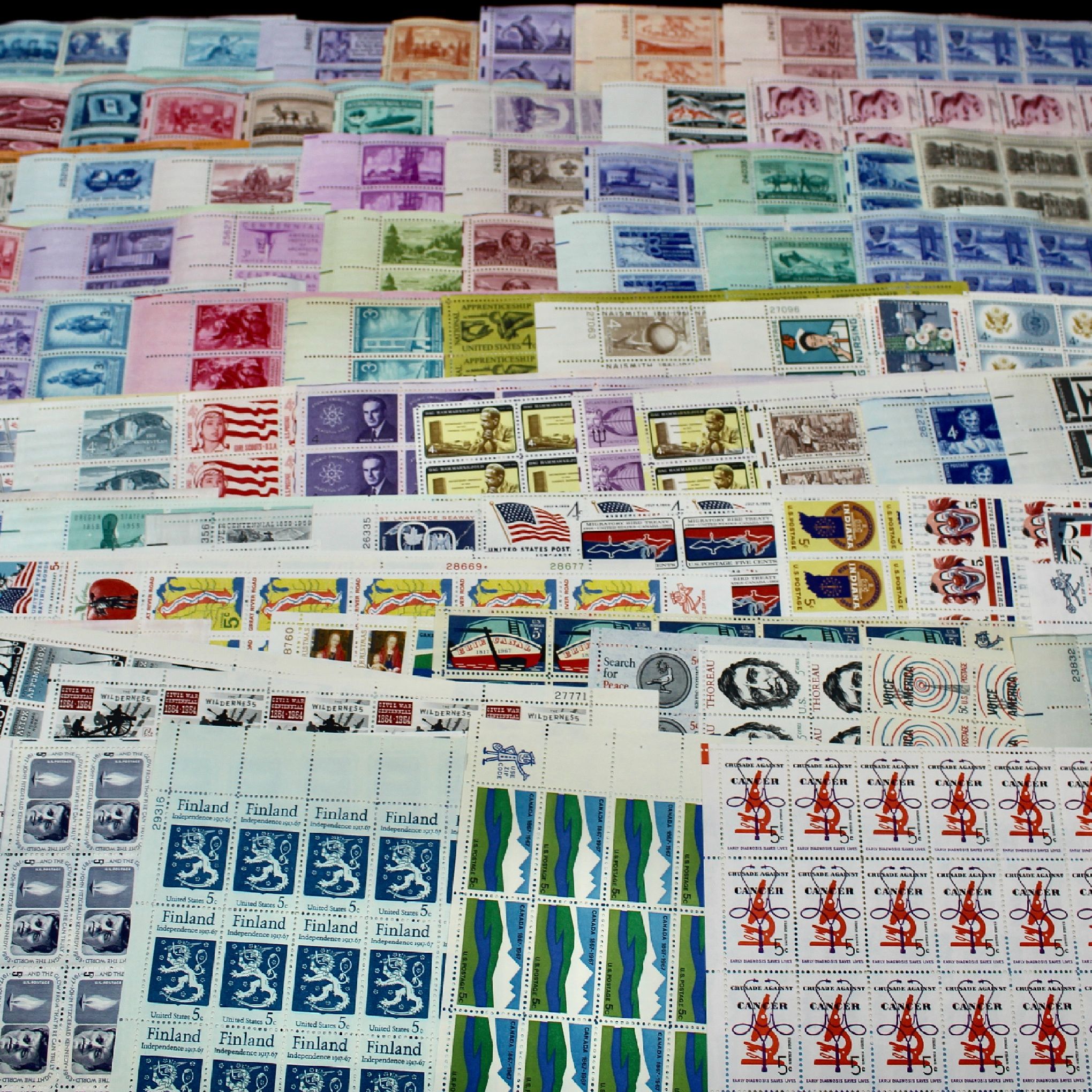 93 U.S. Postage Stamp Sheets, 1940s-1960s