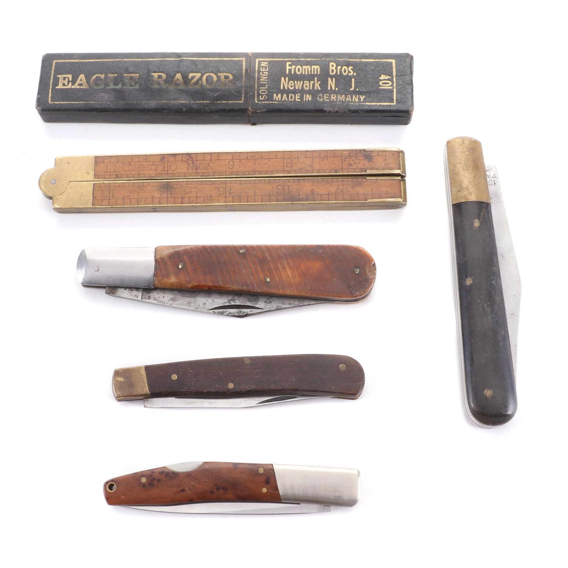 Jaguar, Sabre, Bullet with Other Folding Knives, Ruler and Razor