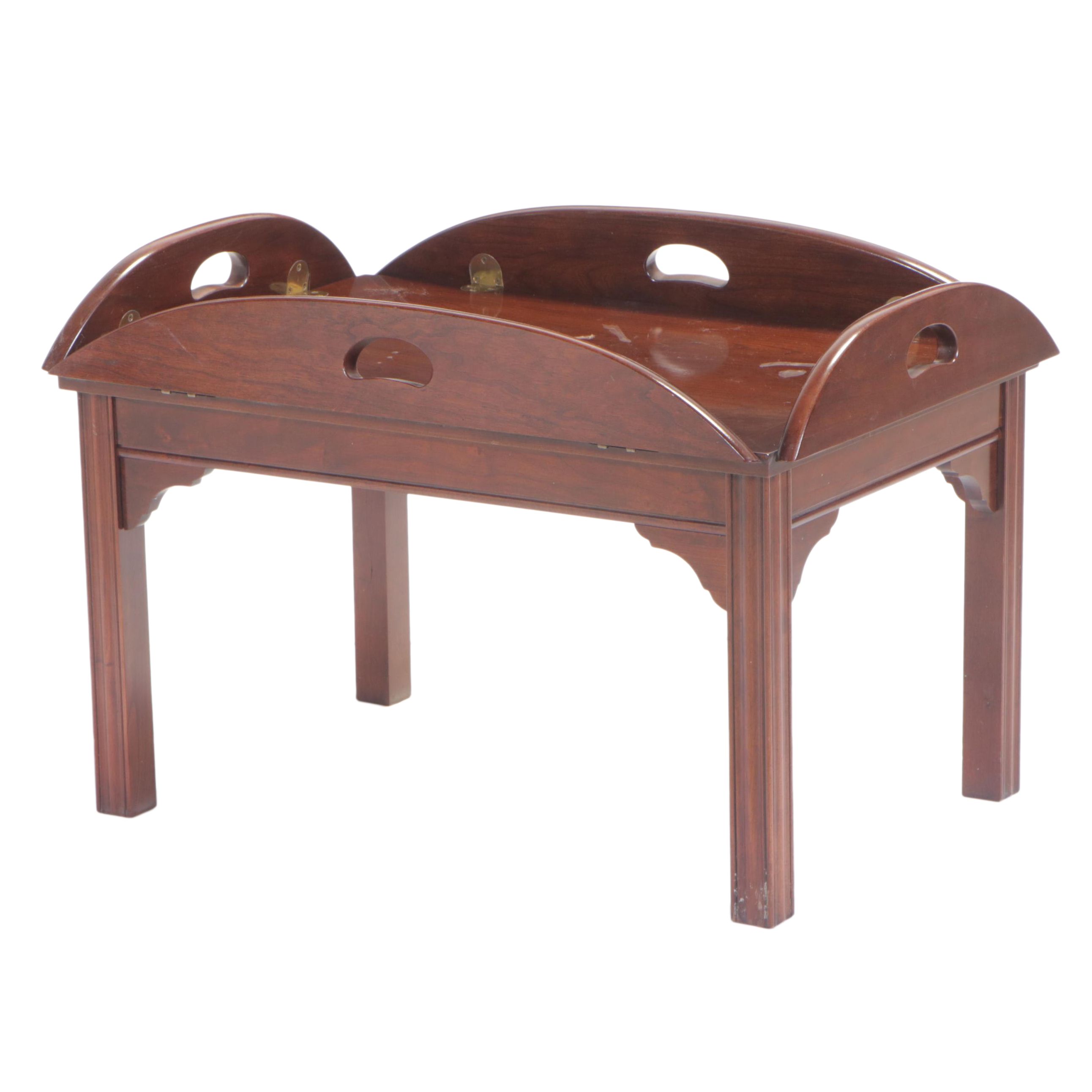 Thomasville Chippendale Style Cherrywood Butler's Tray Coffee Table