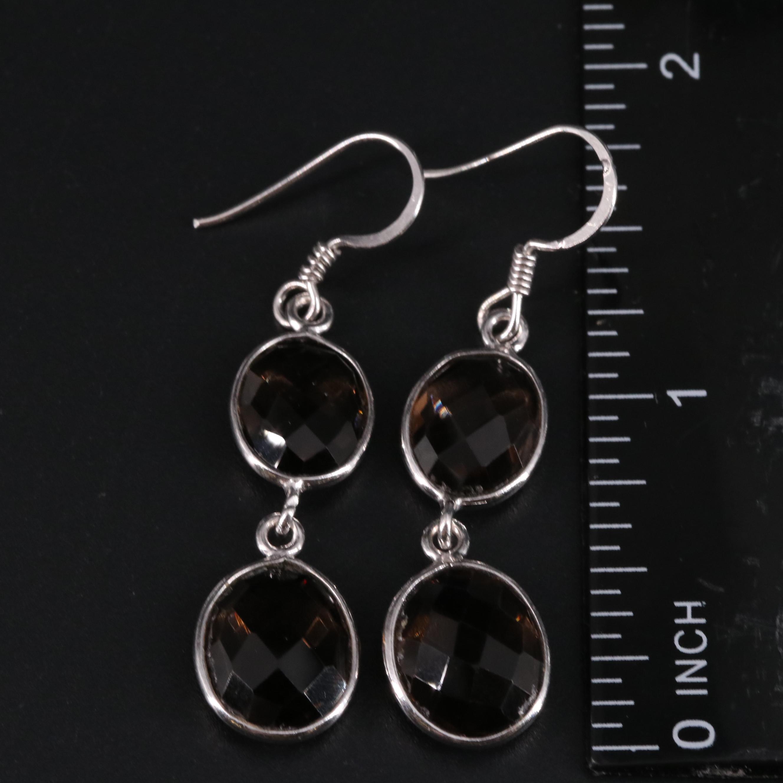 Sterling Silver Smoky Quartz Dangle Earrings