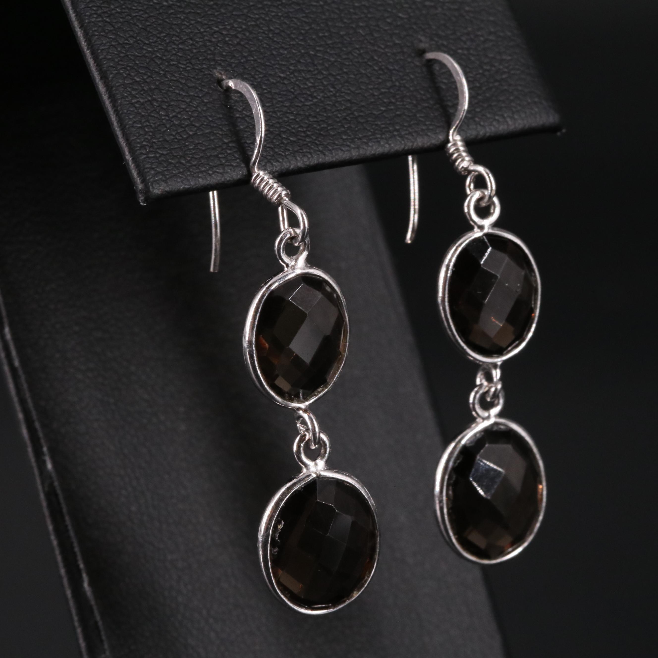 Sterling Silver Smoky Quartz Dangle Earrings