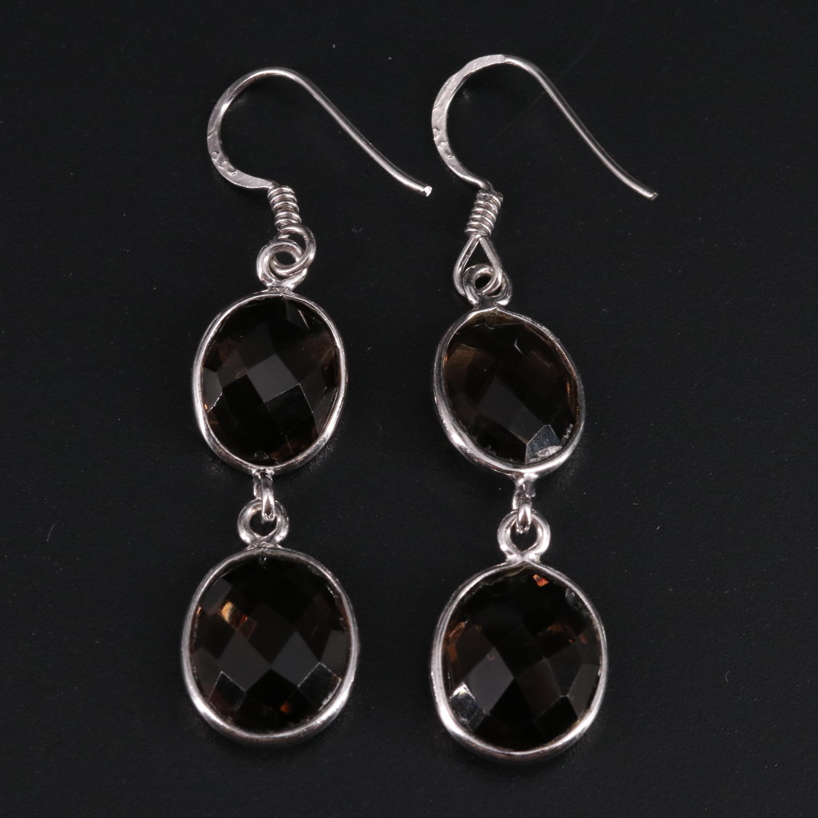 Sterling Silver Smoky Quartz Dangle Earrings