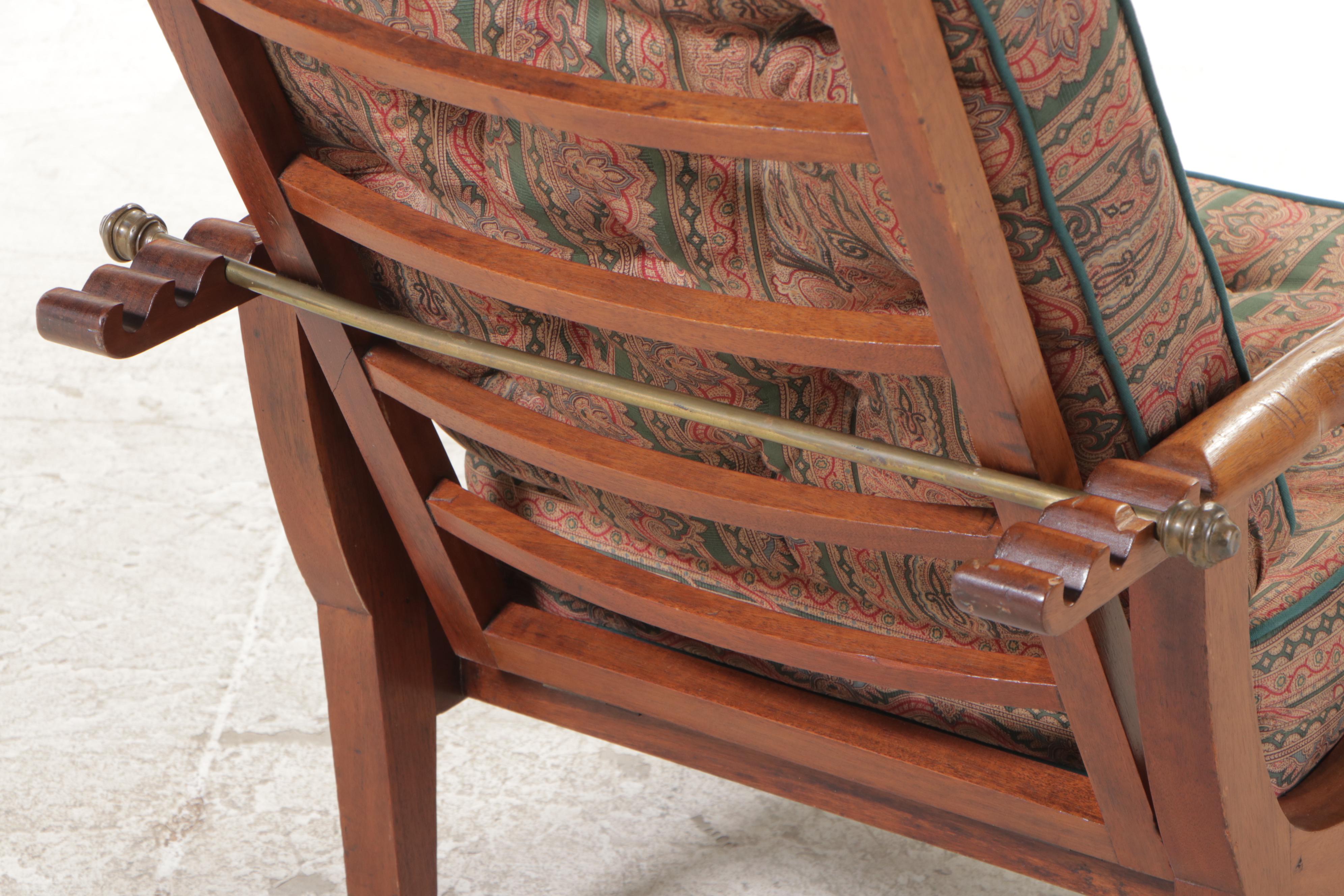 American Empire Revival Walnut Morris Chair, Early 20th Century