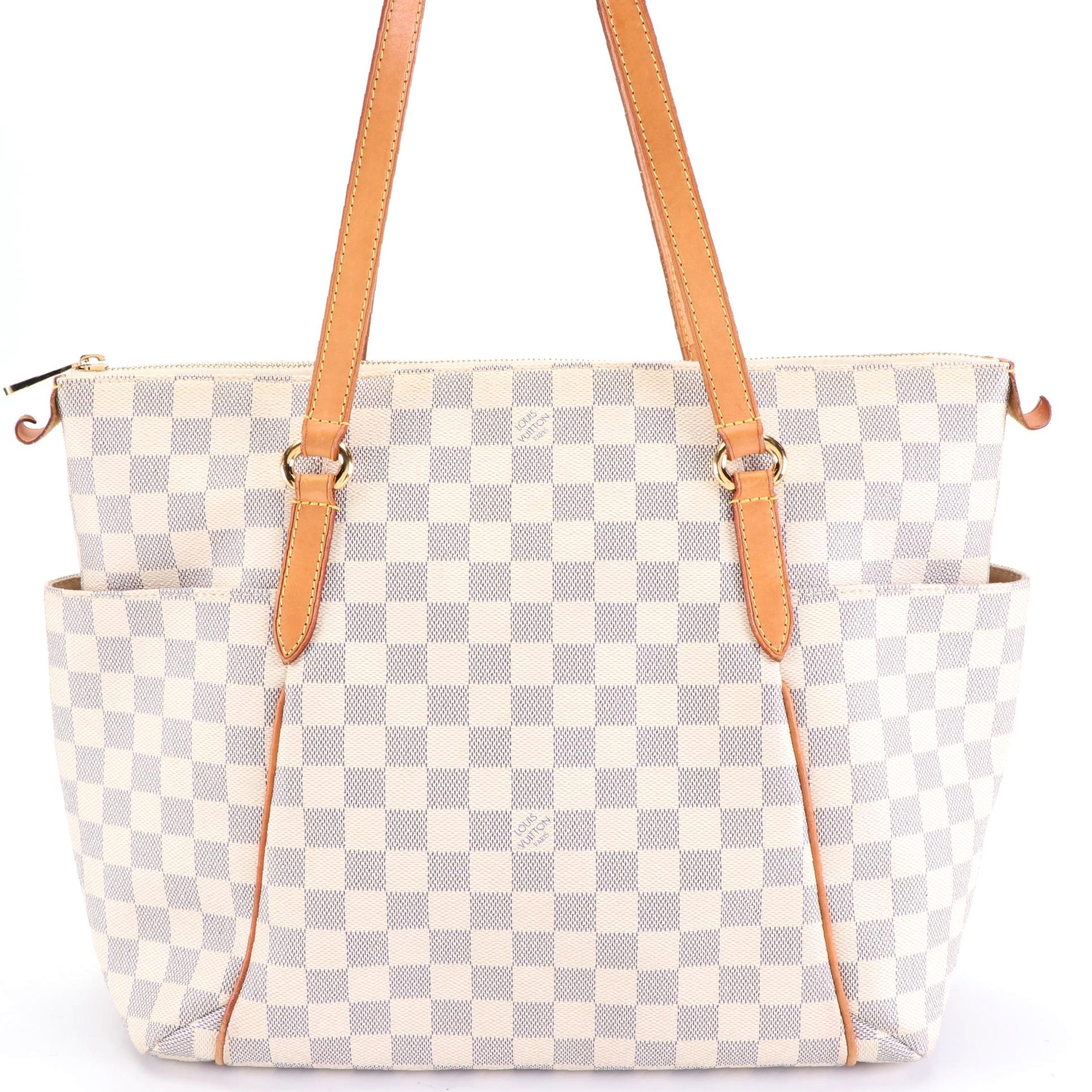 Louis Vuitton Totally GM Bag in Damier Azur Canvas and Vachetta Leather