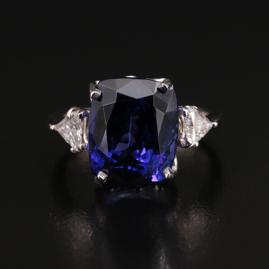 14K 12.43 CT Tanzanite and Diamond Ring