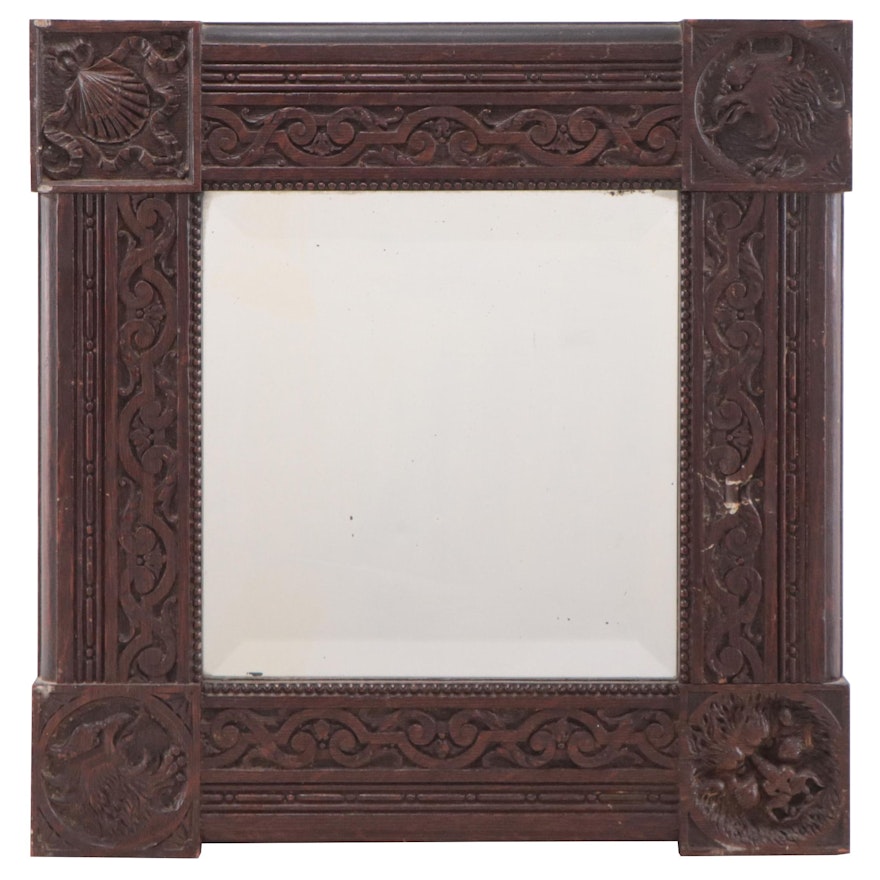 Renaissance Revival Carved Oak Wall Mirror