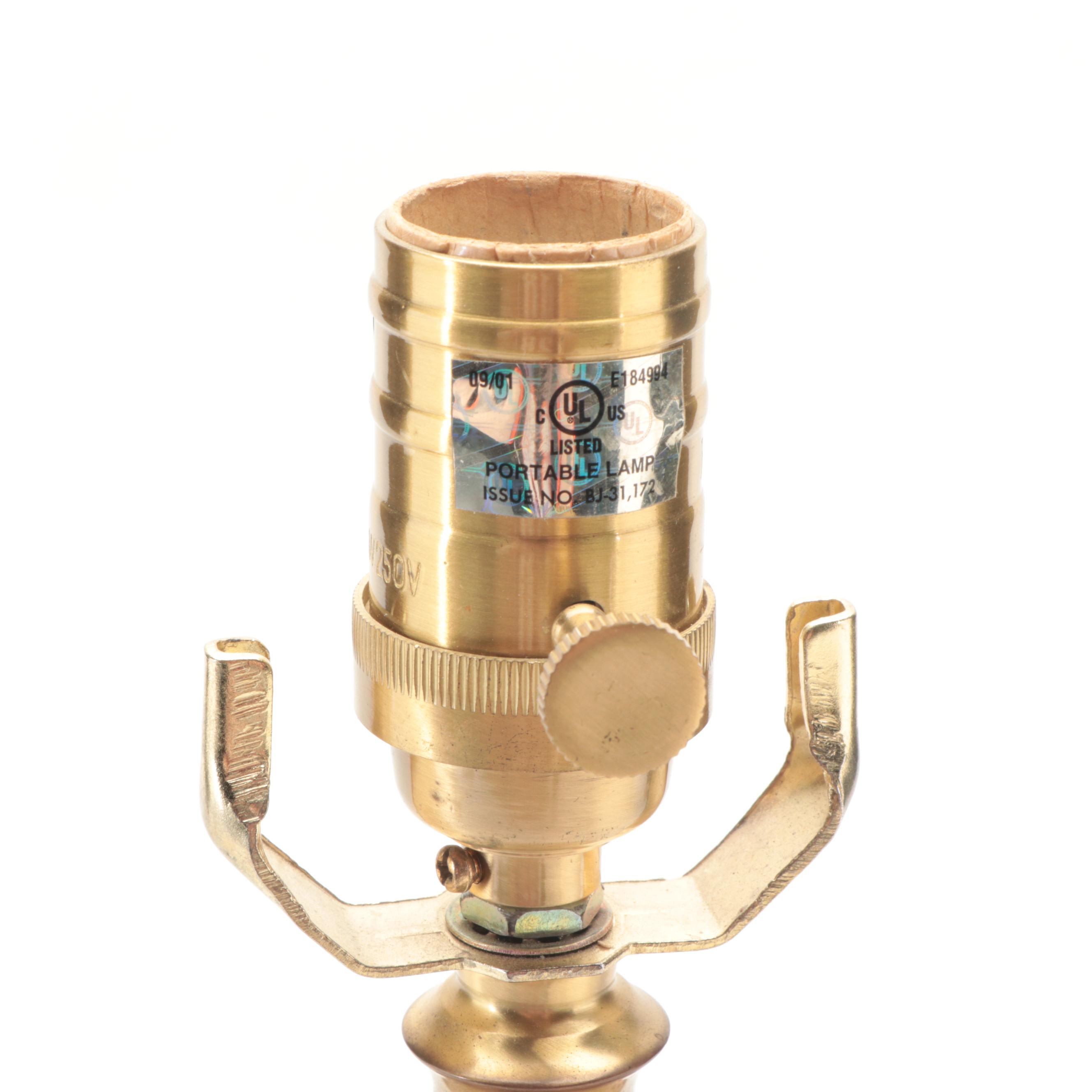 Oriental Accent Arts and Crafts Style Glazed Ceramic Table Lamp, Contemporary