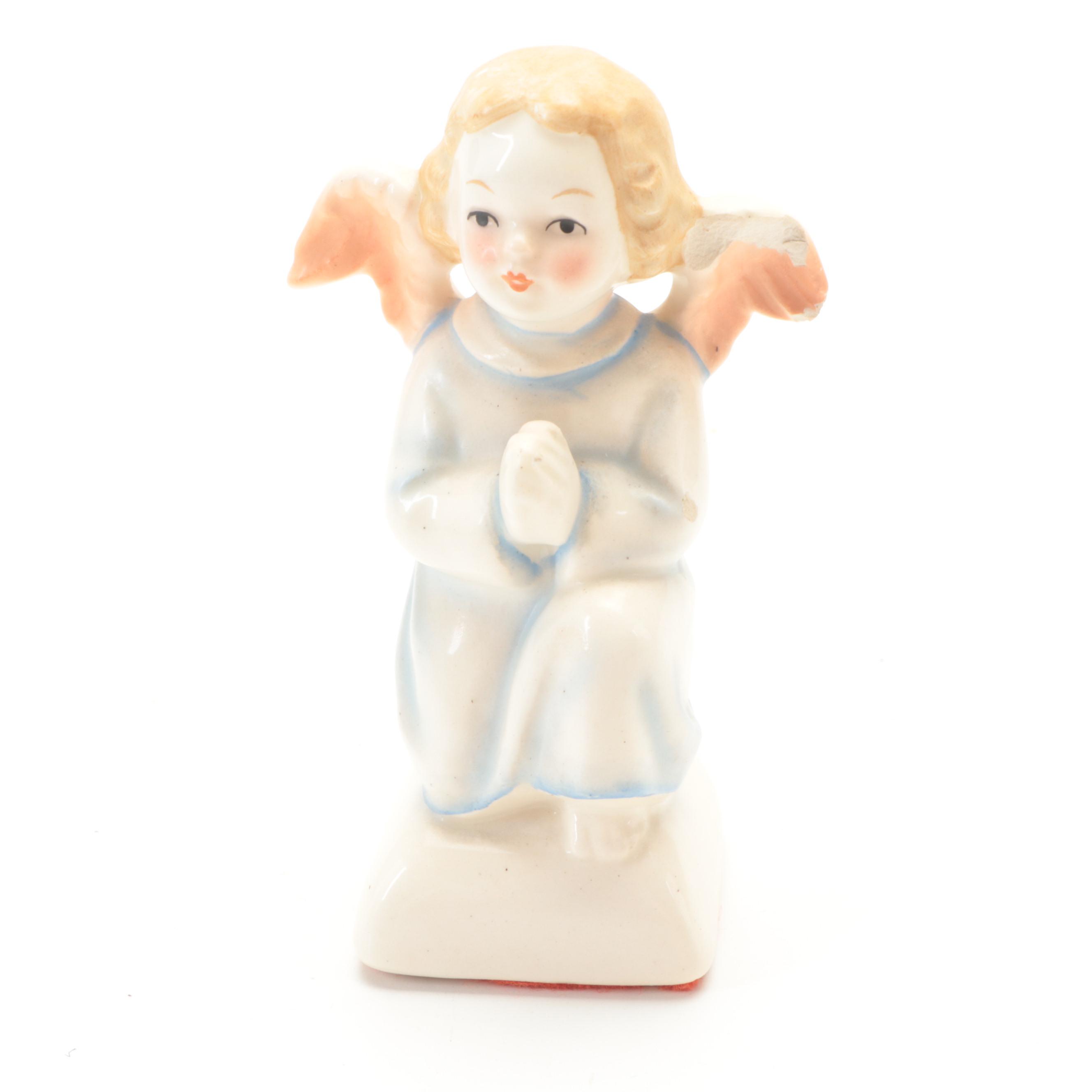 Anri Carved Music Box with Goebel Hummel and Other Porcelain Figurines