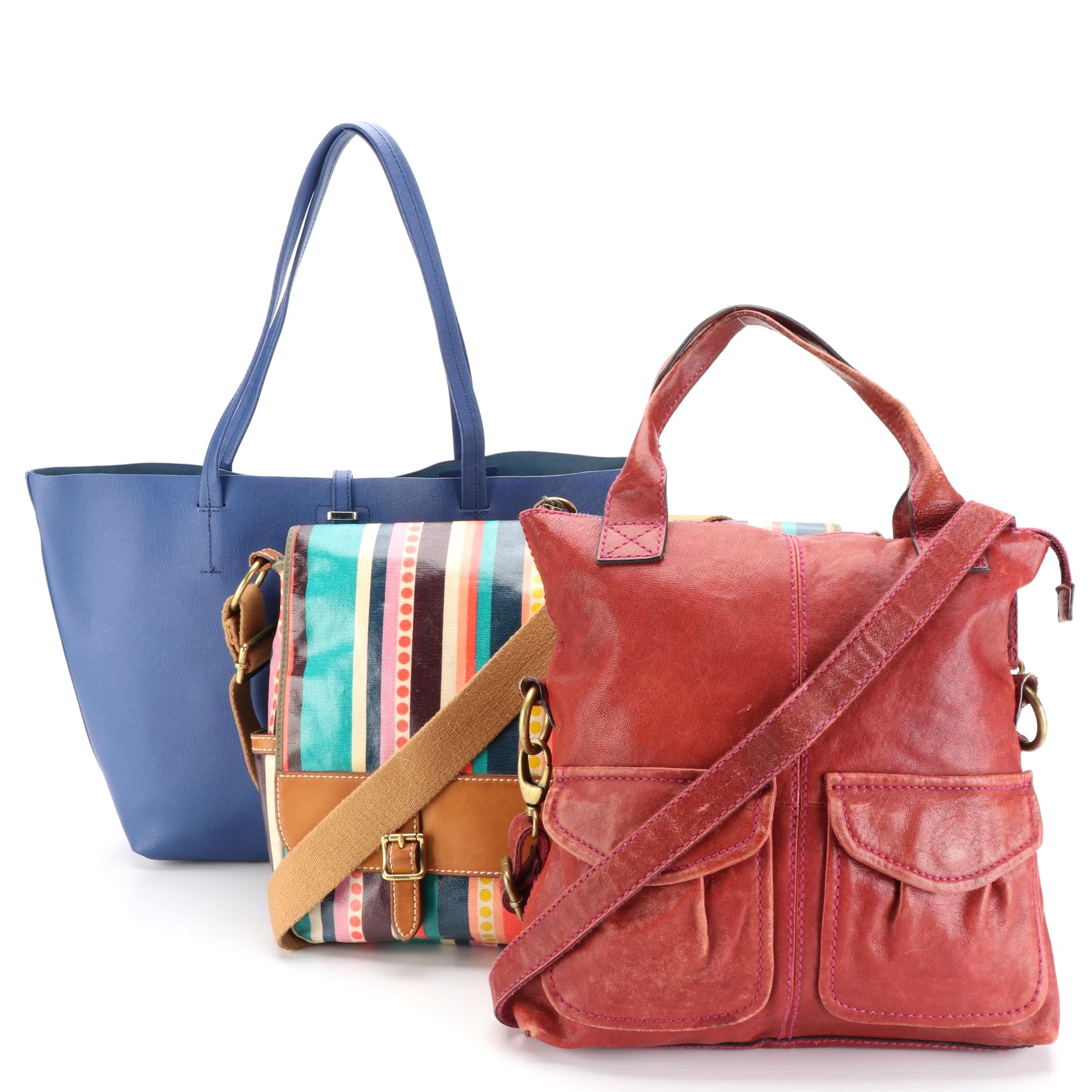 Vince Camuto Leila Tote with Fossil Foldover Crossbody and Messenger Bags