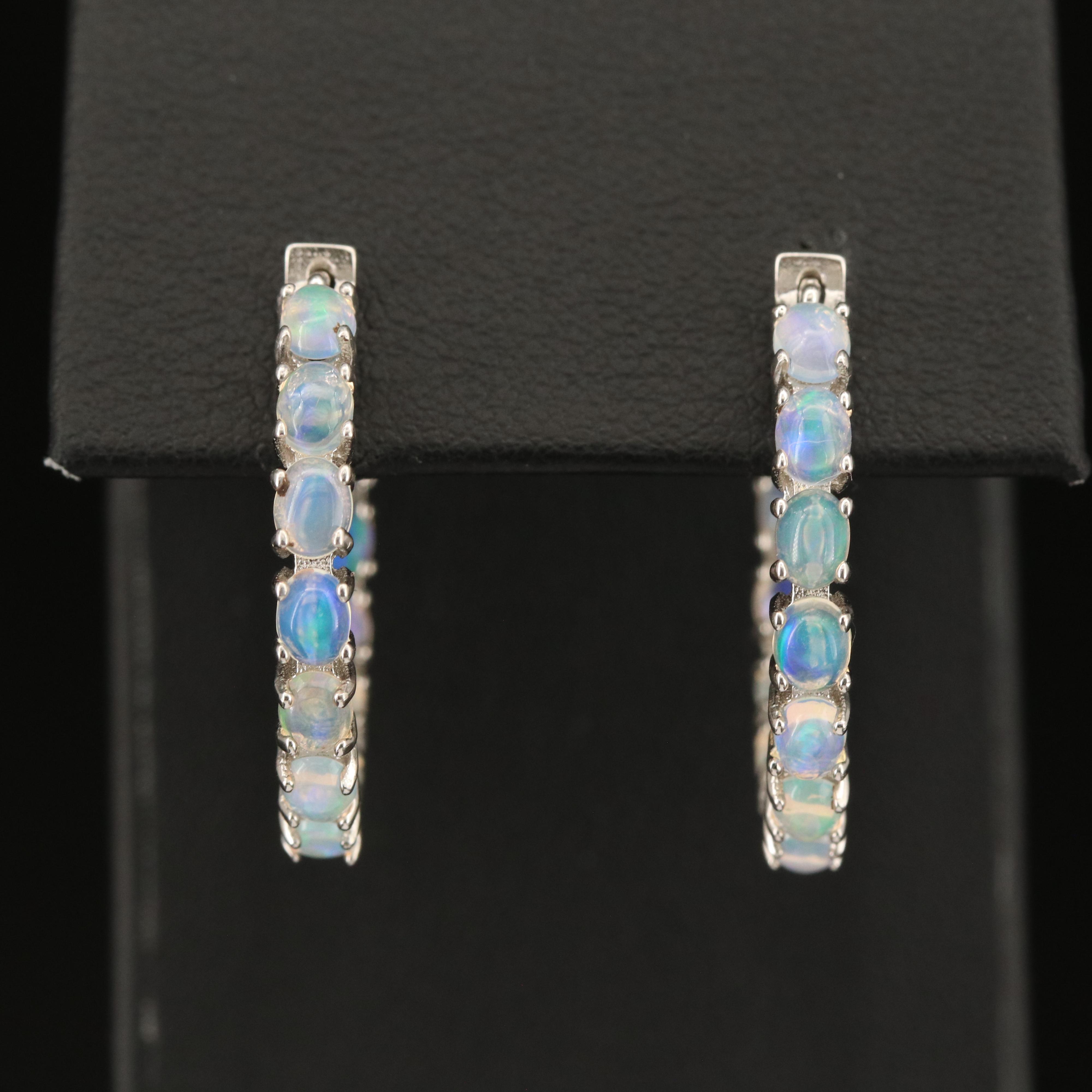 Sterling Opal Inside-Out Hoop Earrings