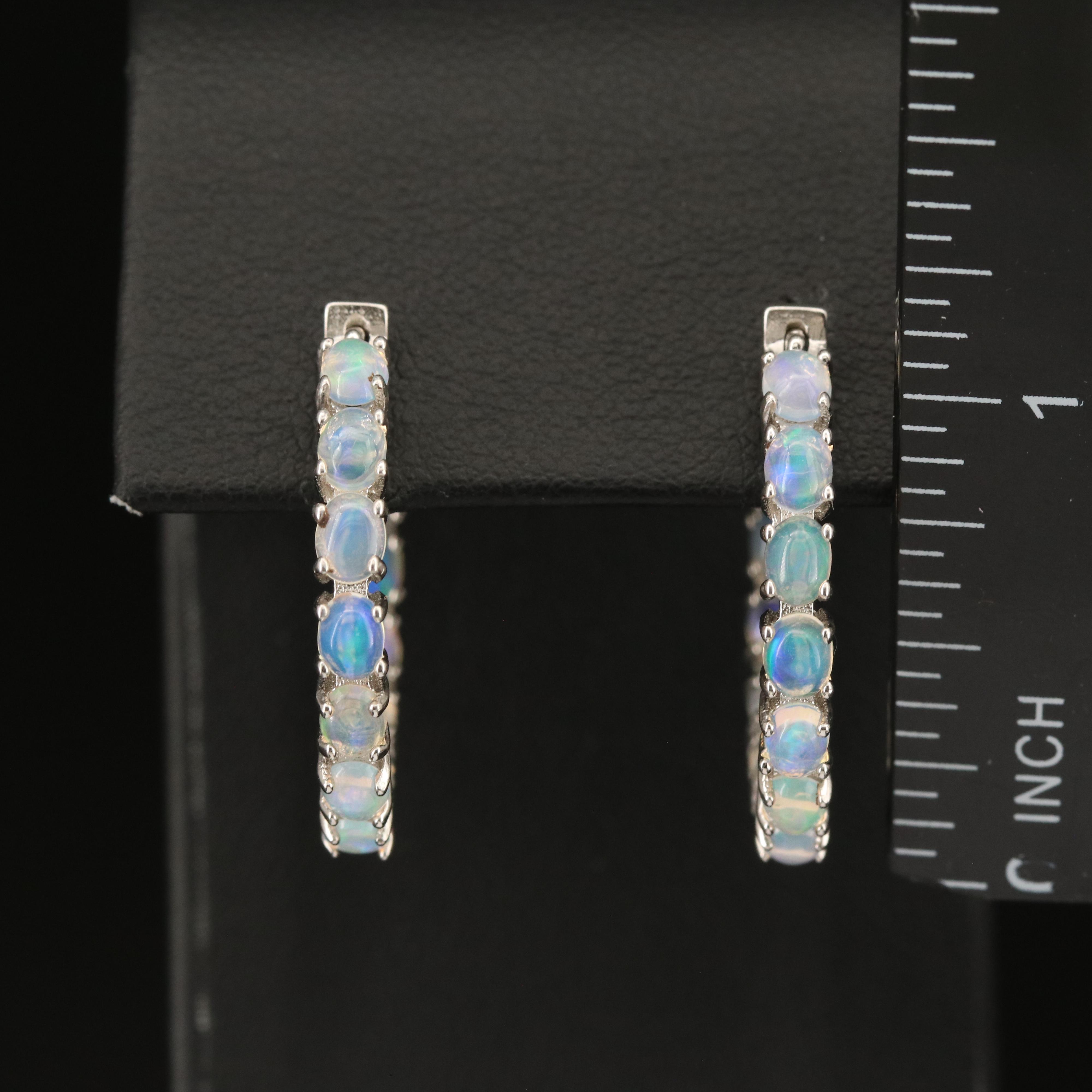 Sterling Opal Inside-Out Hoop Earrings