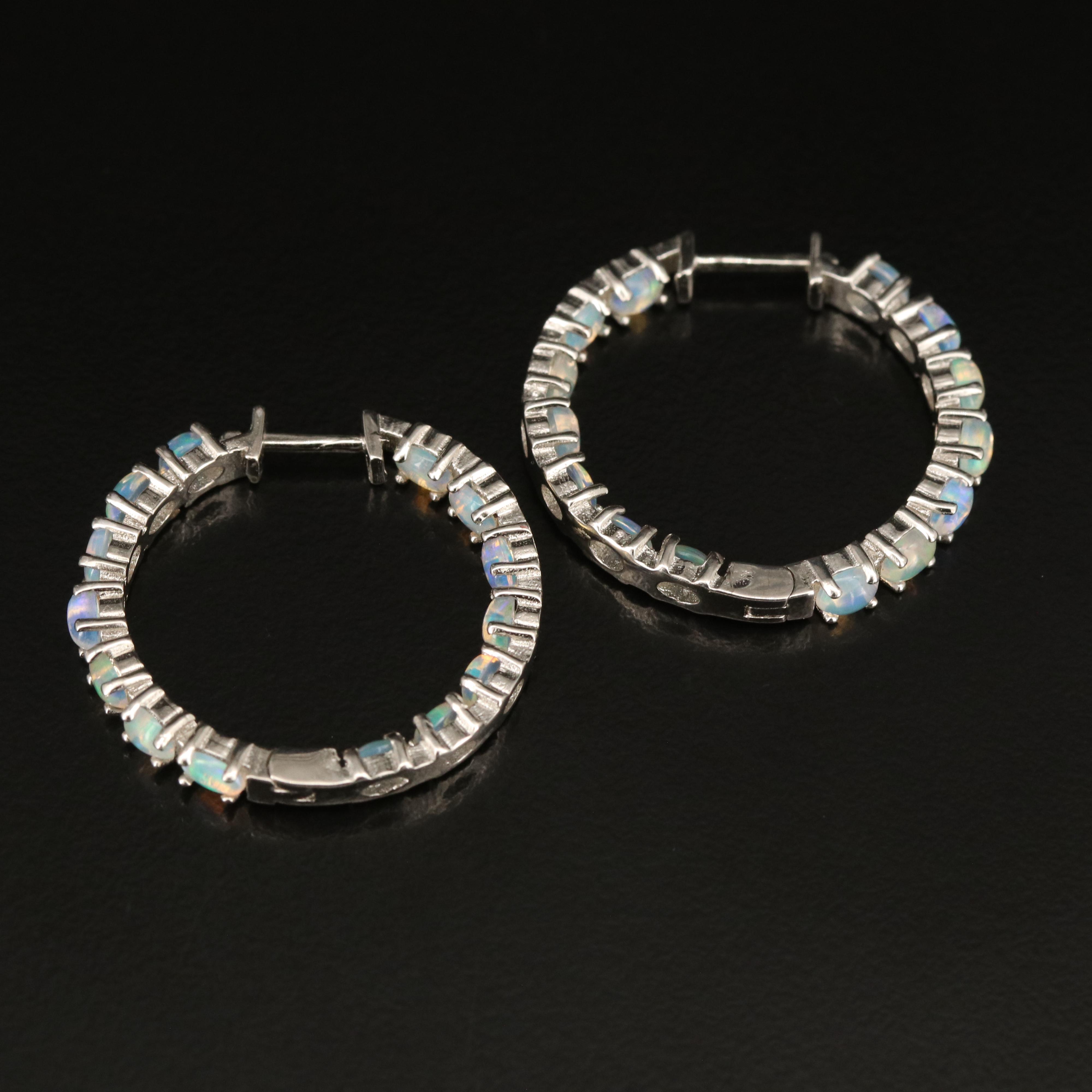 Sterling Opal Inside-Out Hoop Earrings