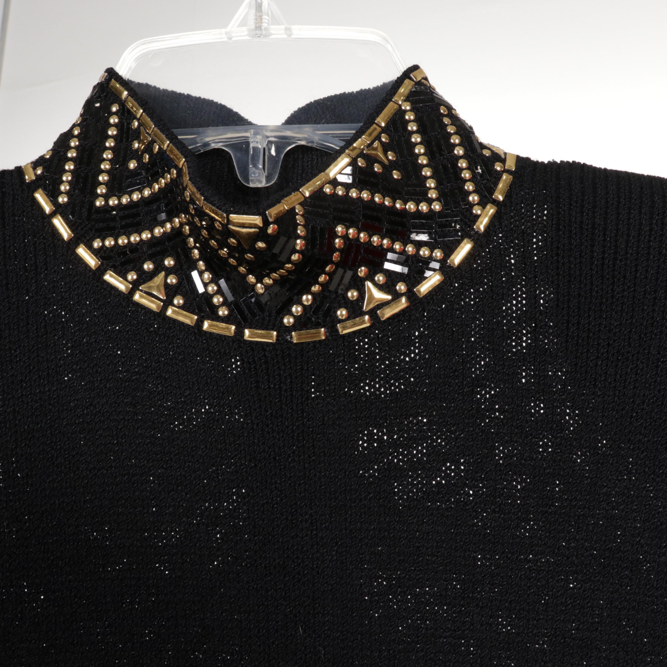 St. John Knit Sequin and Gilt Embellished Belted Dresses and Pantsuit