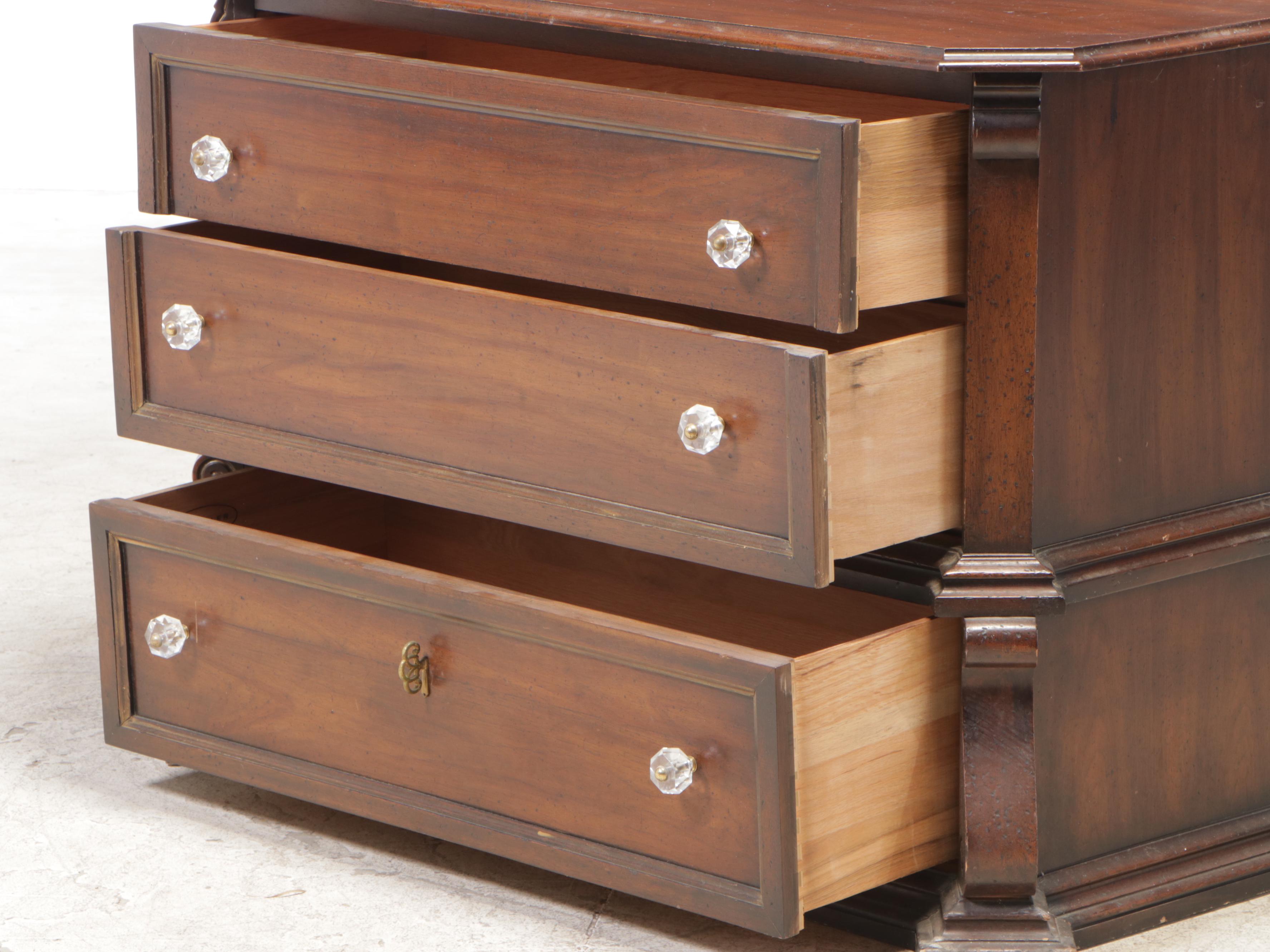 Kroehler Baroque Style Hardwood Three-Drawer Commode, Mid to Late 20th Century