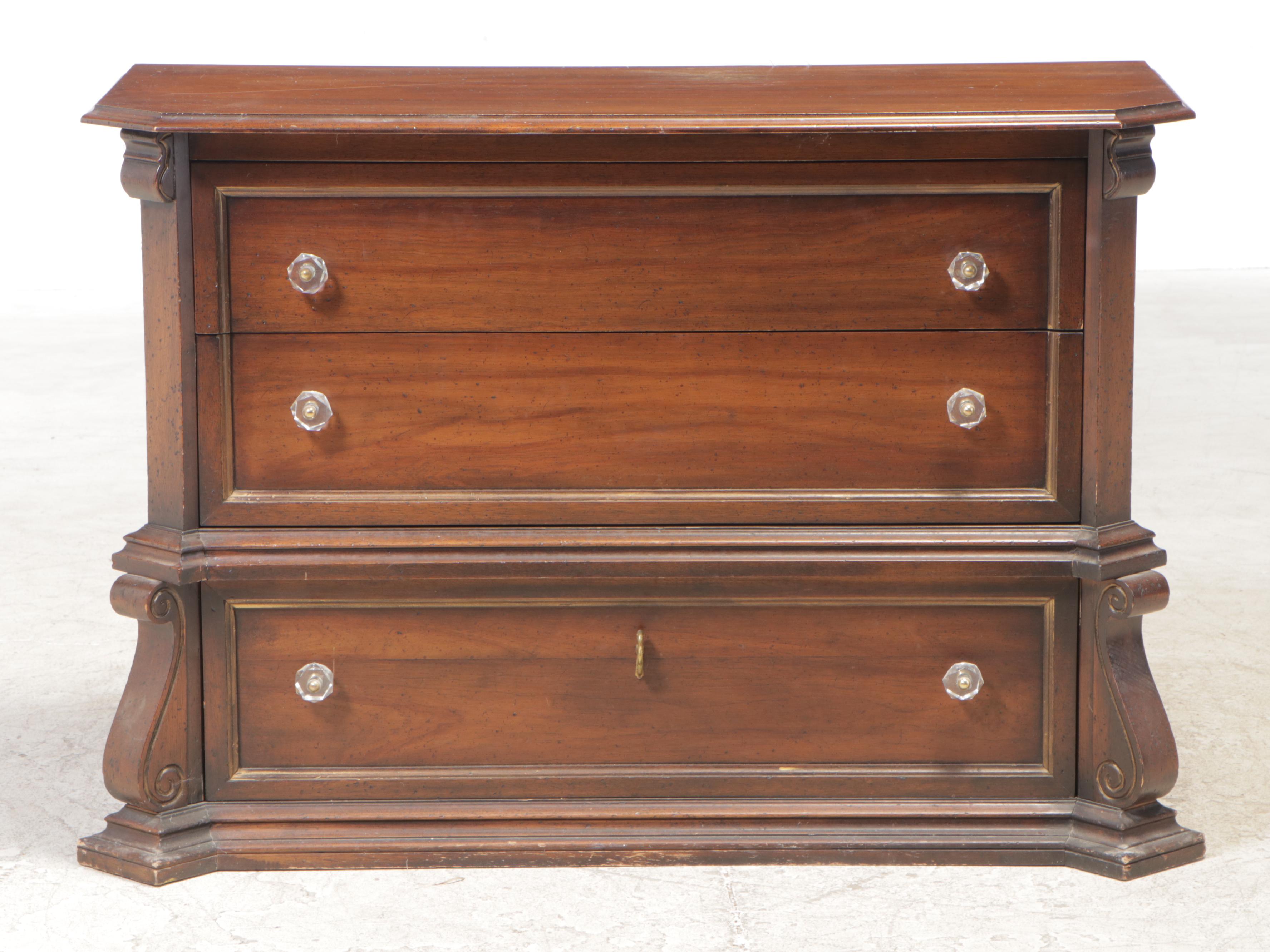 Kroehler Baroque Style Hardwood Three-Drawer Commode, Mid to Late 20th Century
