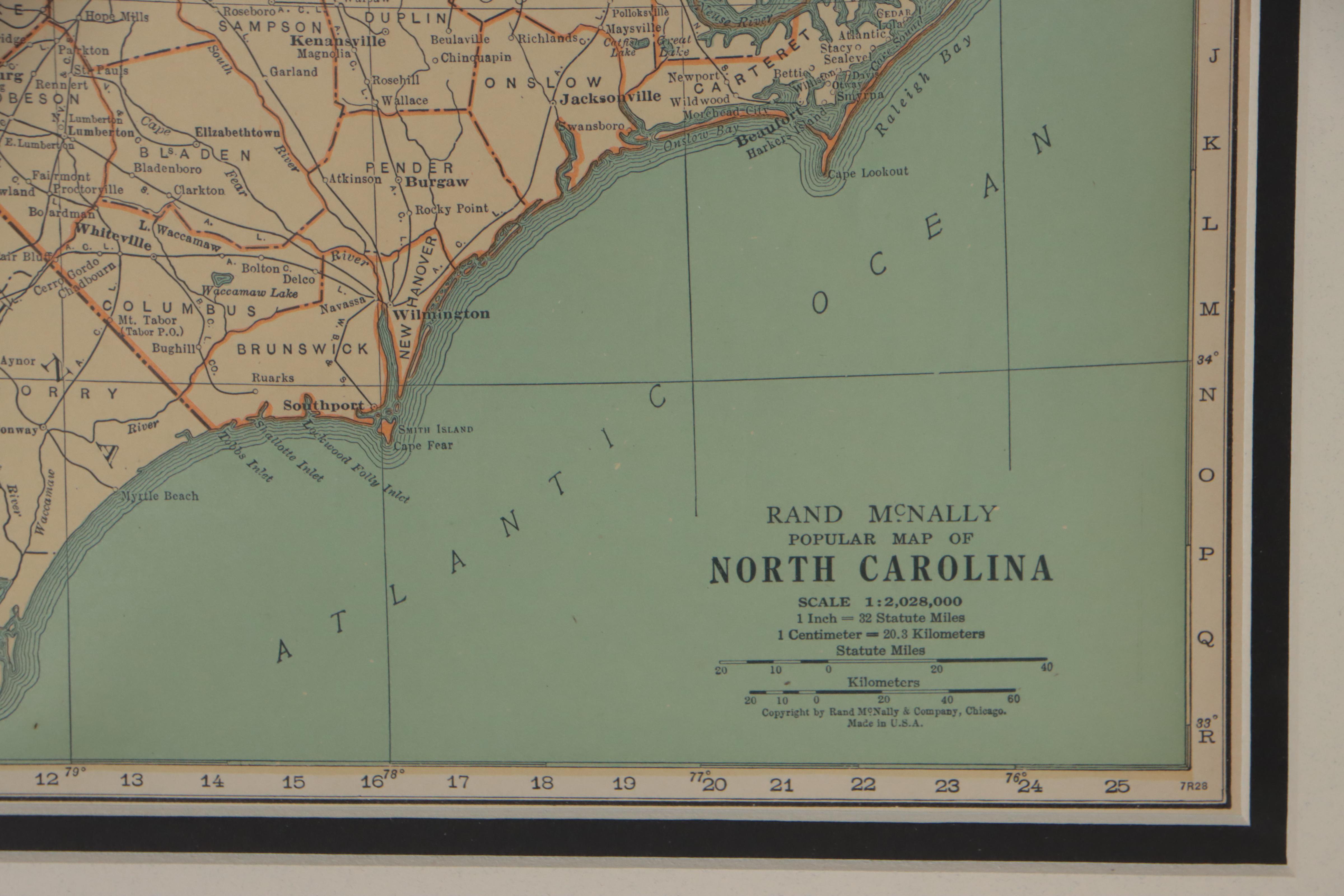 Rand, McNally & Co. Wax Engraving Map of North Carolina, Circa 1898