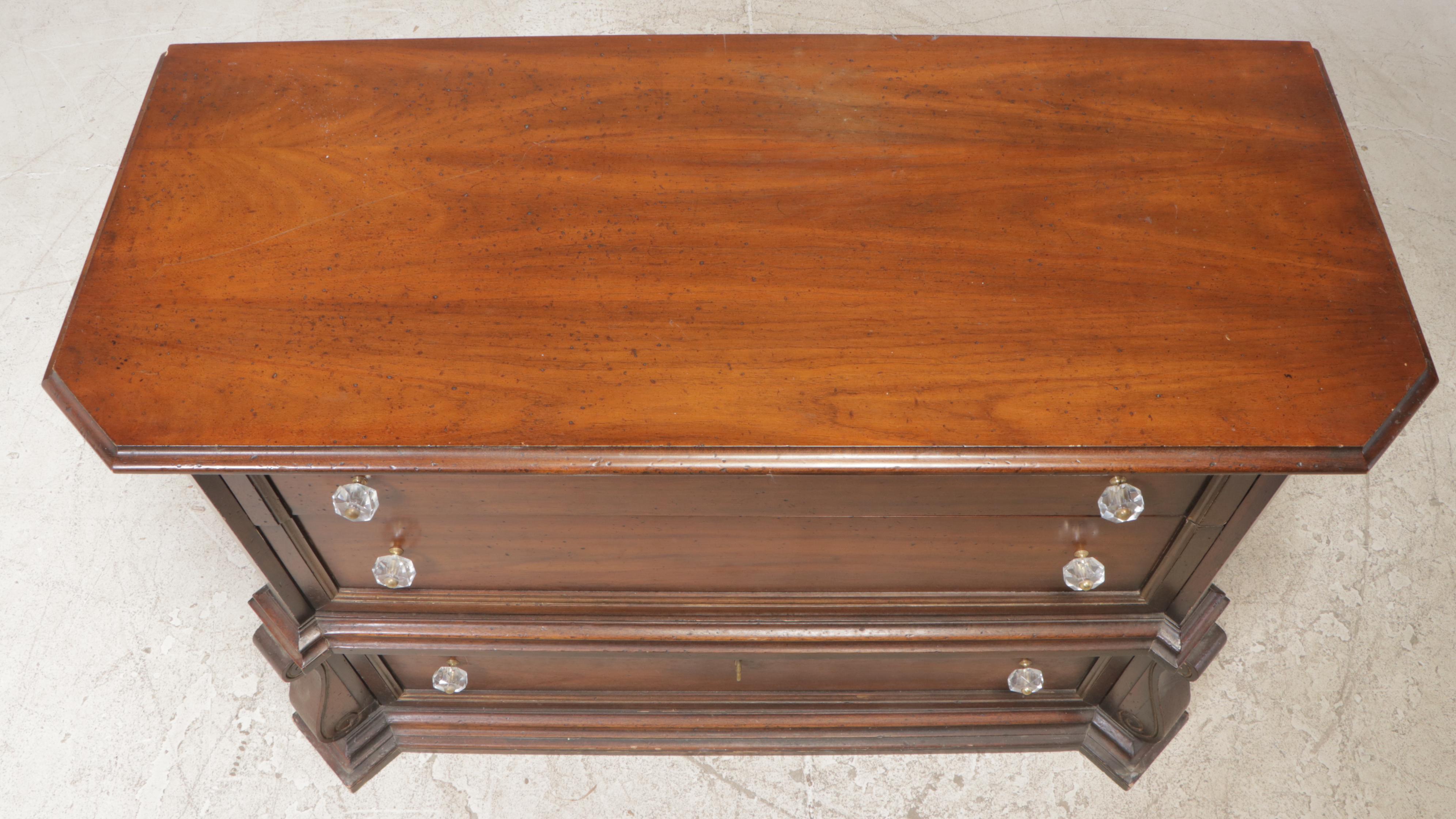 Kroehler Baroque Style Hardwood Three-Drawer Commode, Mid to Late 20th Century