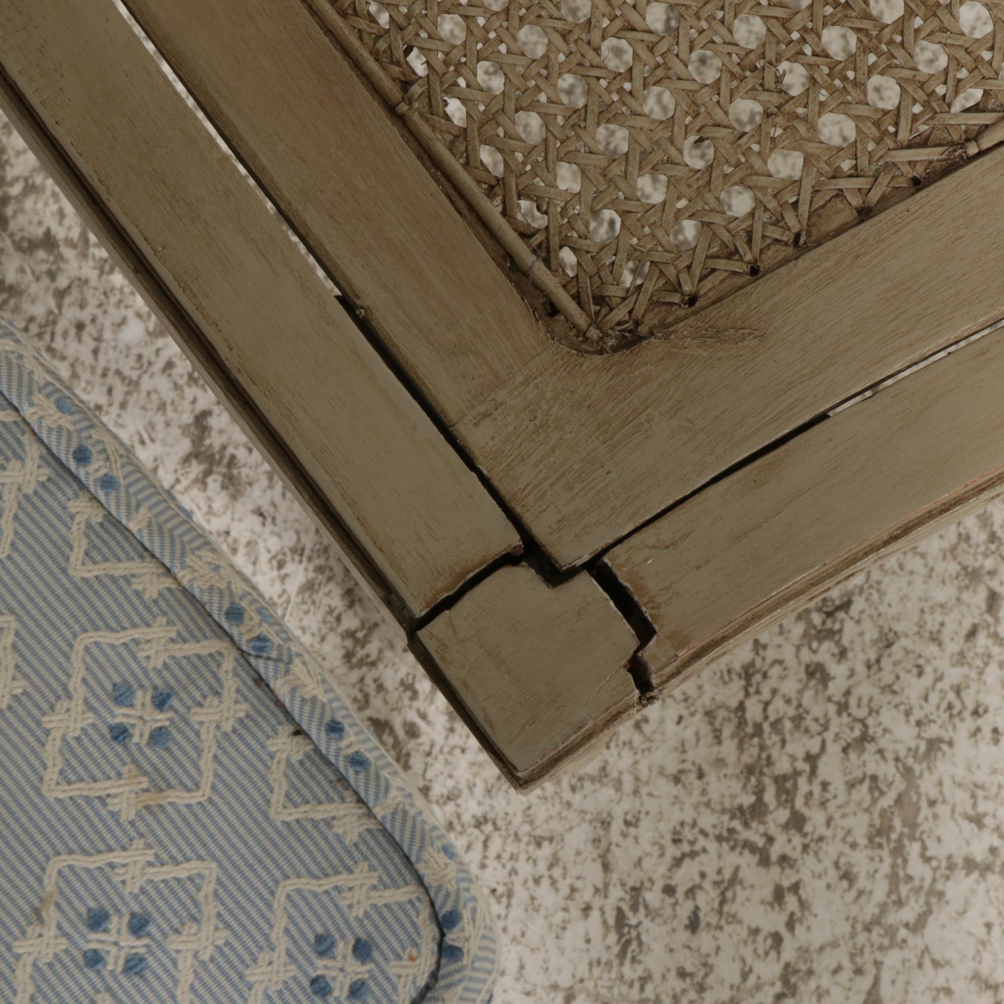 Eight Neoclassical Style Painted Dining Chairs with Cane Seats, Mid 20th Century