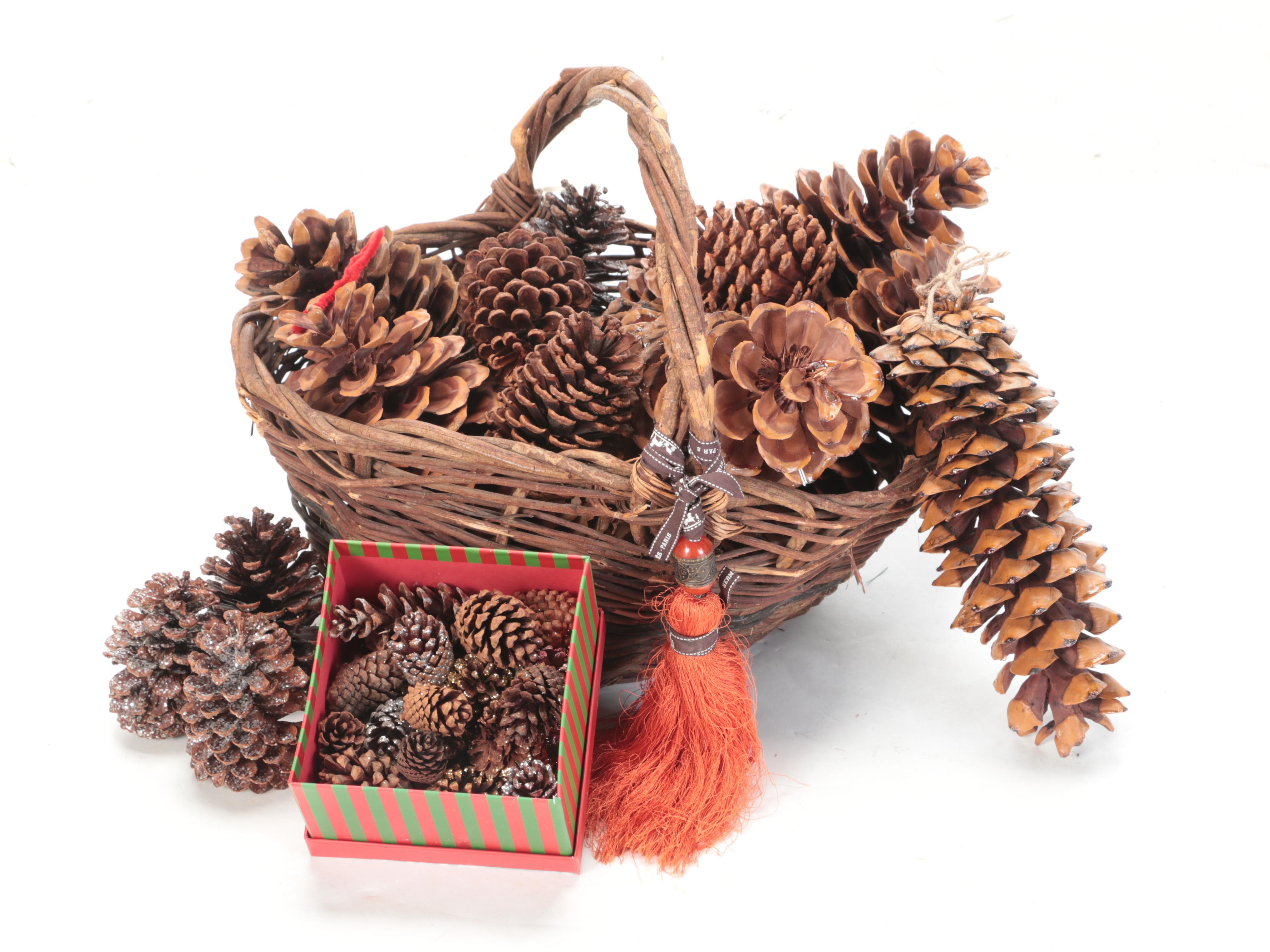 Wreaths with Faux Foliage and Pinecones