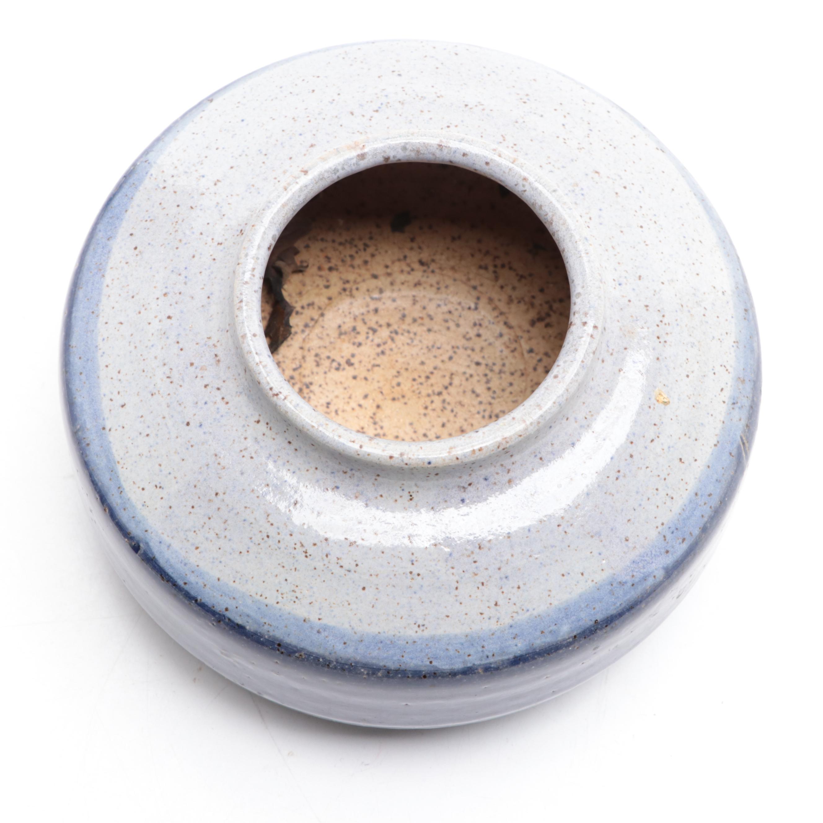 Two Studio Pottery Bowl Vases in Blue Glaze