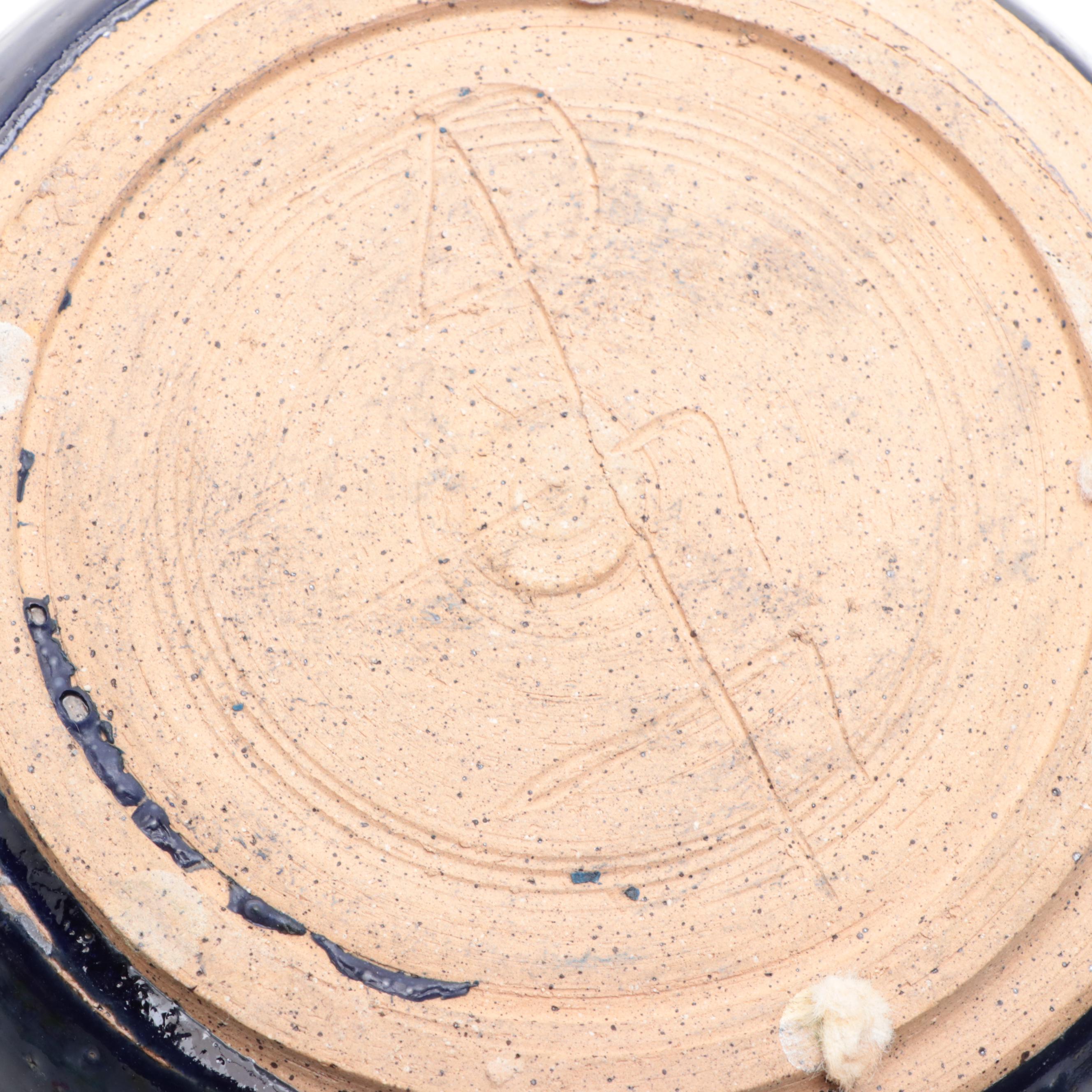 Two Studio Pottery Bowl Vases in Blue Glaze