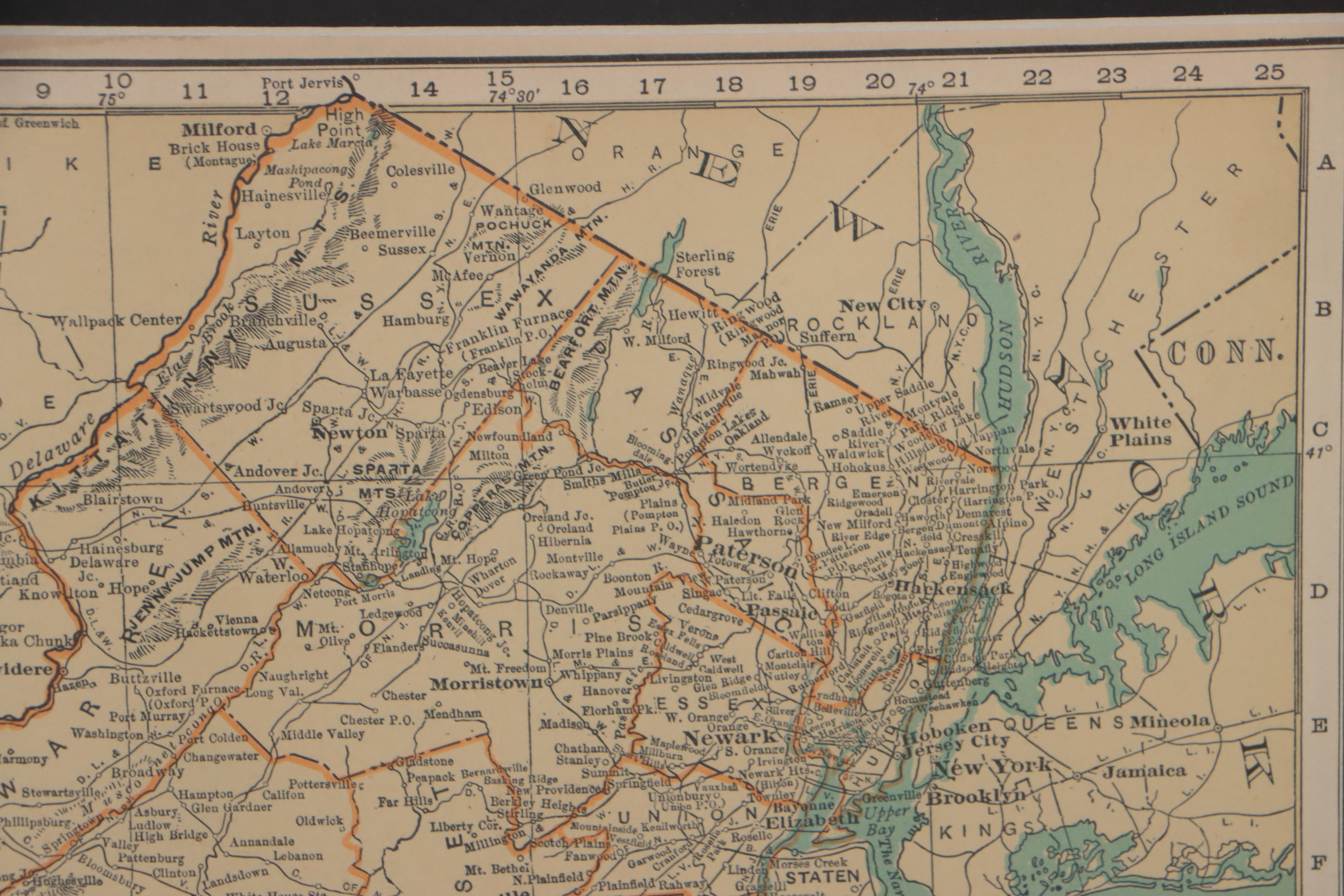 Rand McNally & Co. Wax Engraving Map of New Jersey, Circa 1898
