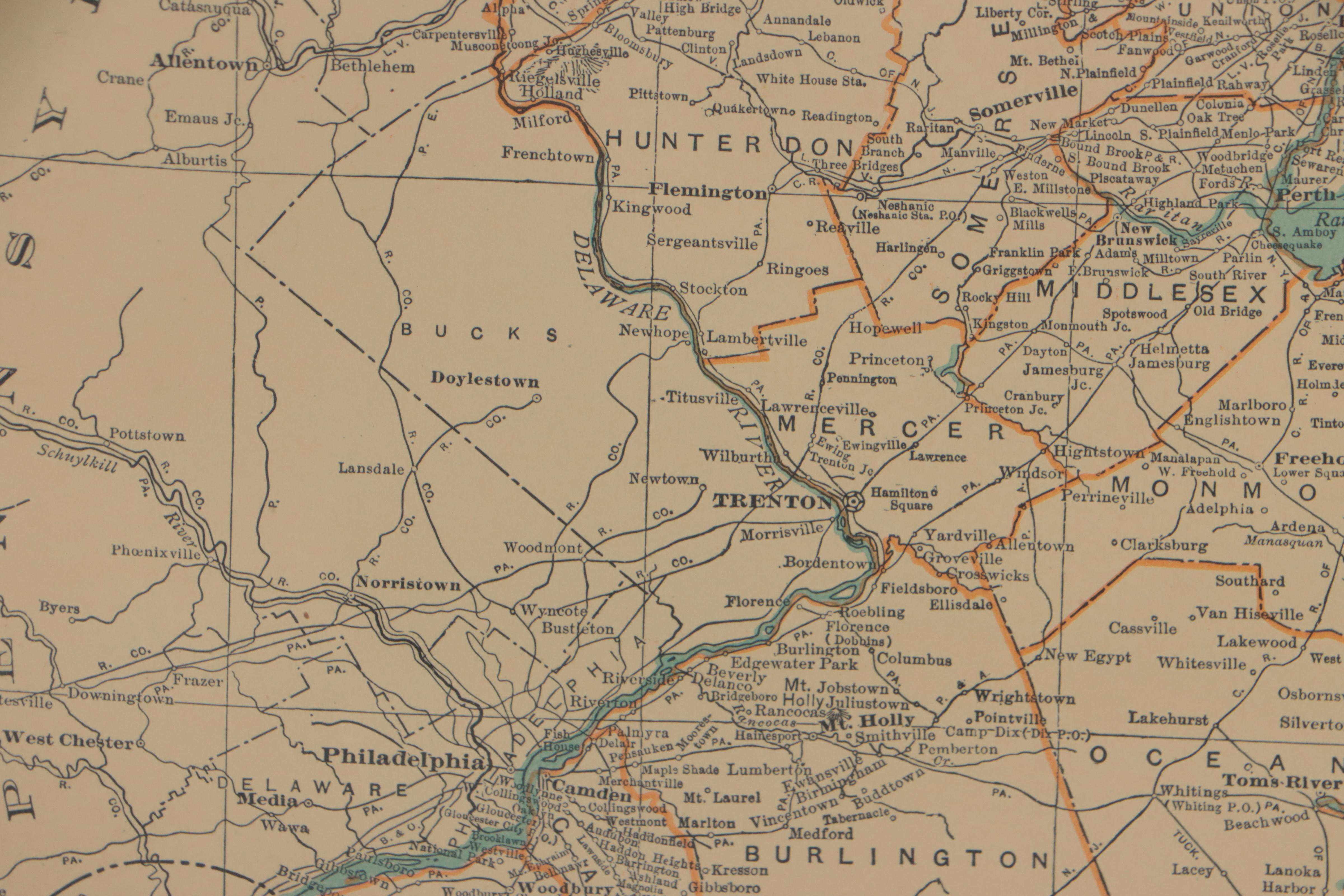 Rand McNally & Co. Wax Engraving Map of New Jersey, Circa 1898