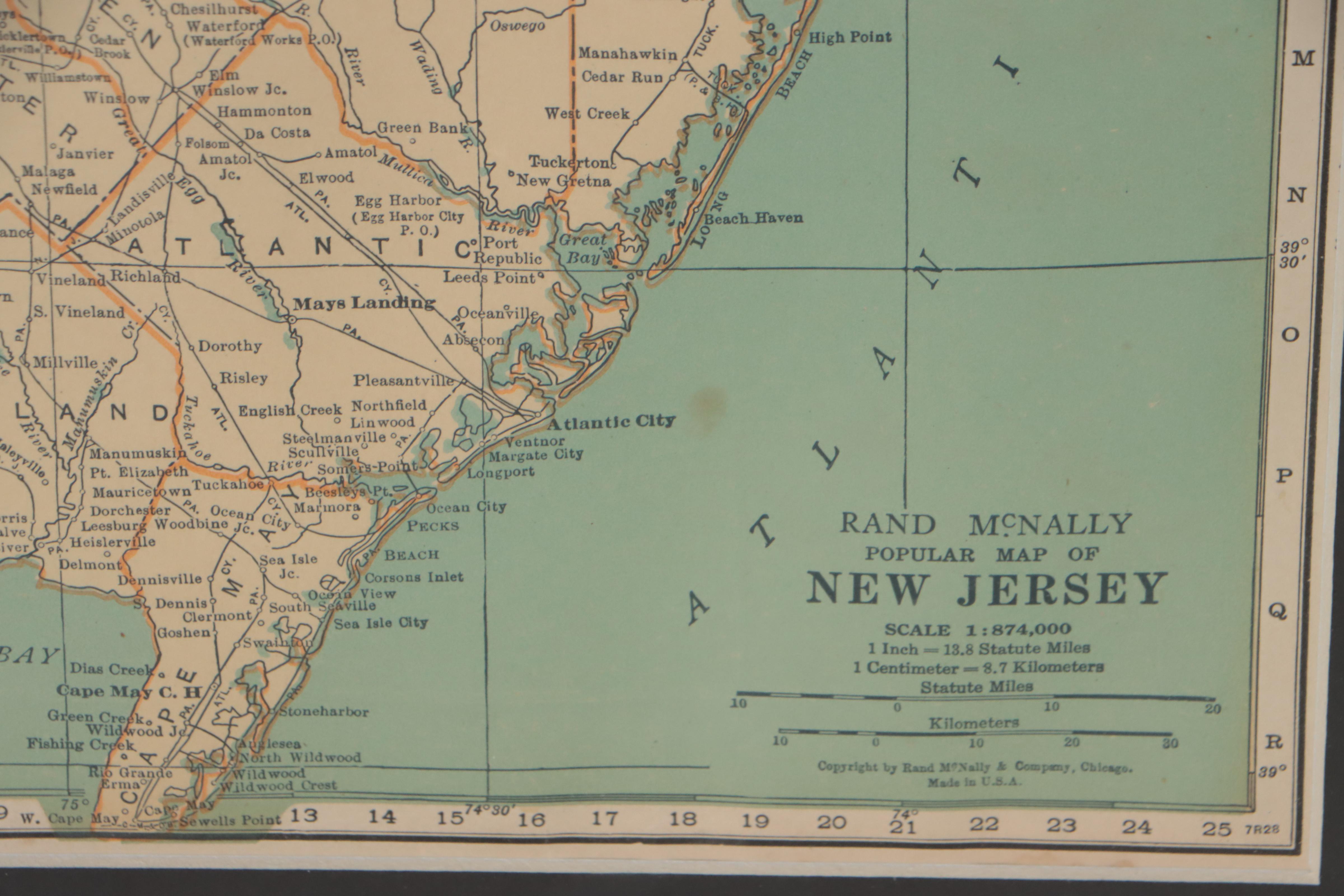 Rand McNally & Co. Wax Engraving Map of New Jersey, Circa 1898