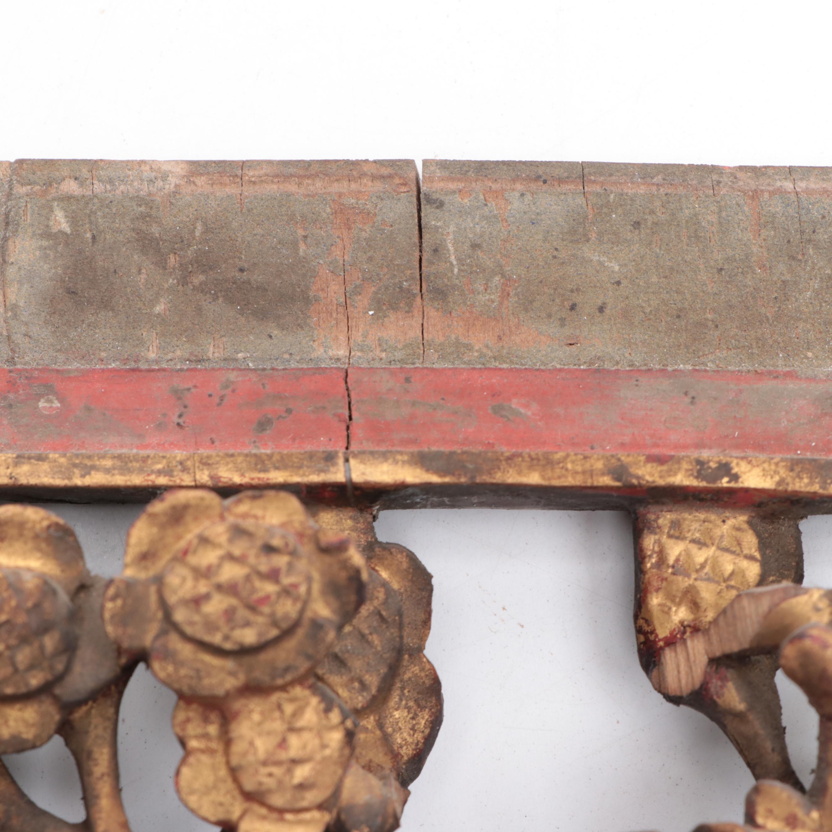 Chinese Carved, Painted and Parcel-Gilt Panel with Birds, Mid-20th Century