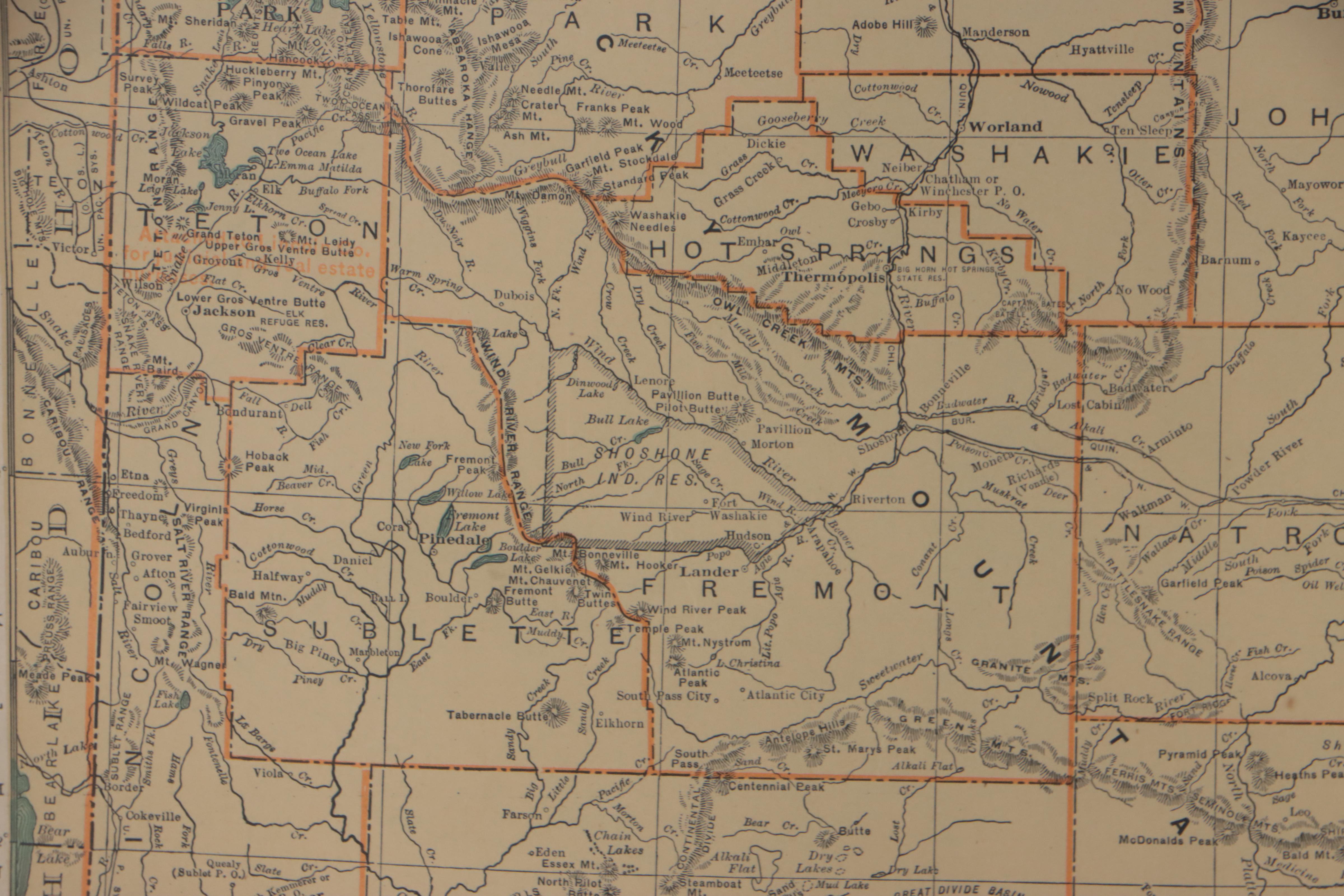 Rand, McNally & Co. Wax Engraving Map of Wyoming, Circa 1898