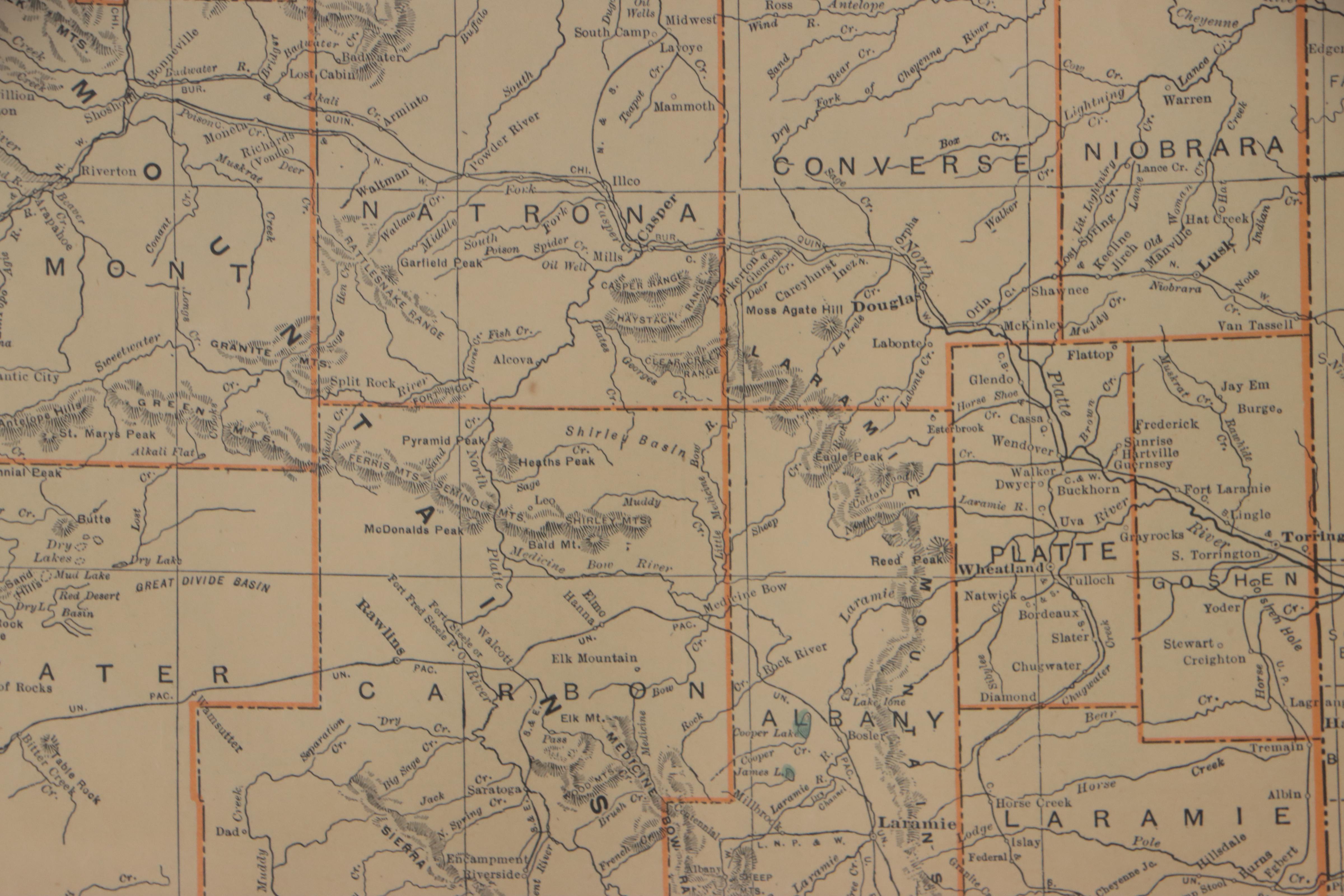 Rand, McNally & Co. Wax Engraving Map of Wyoming, Circa 1898