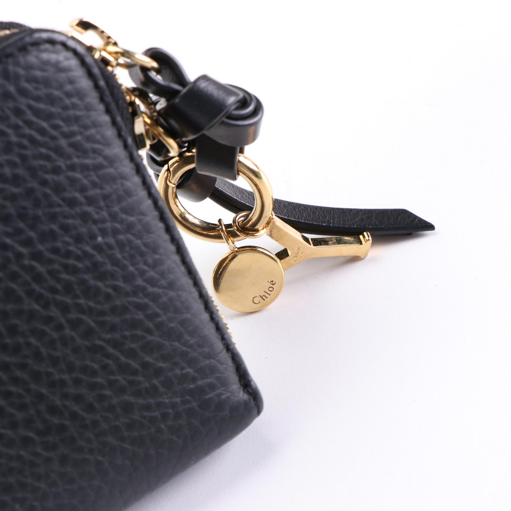 Chloé Zip-Around Alphabet Wallet in Black Calfskin Leather