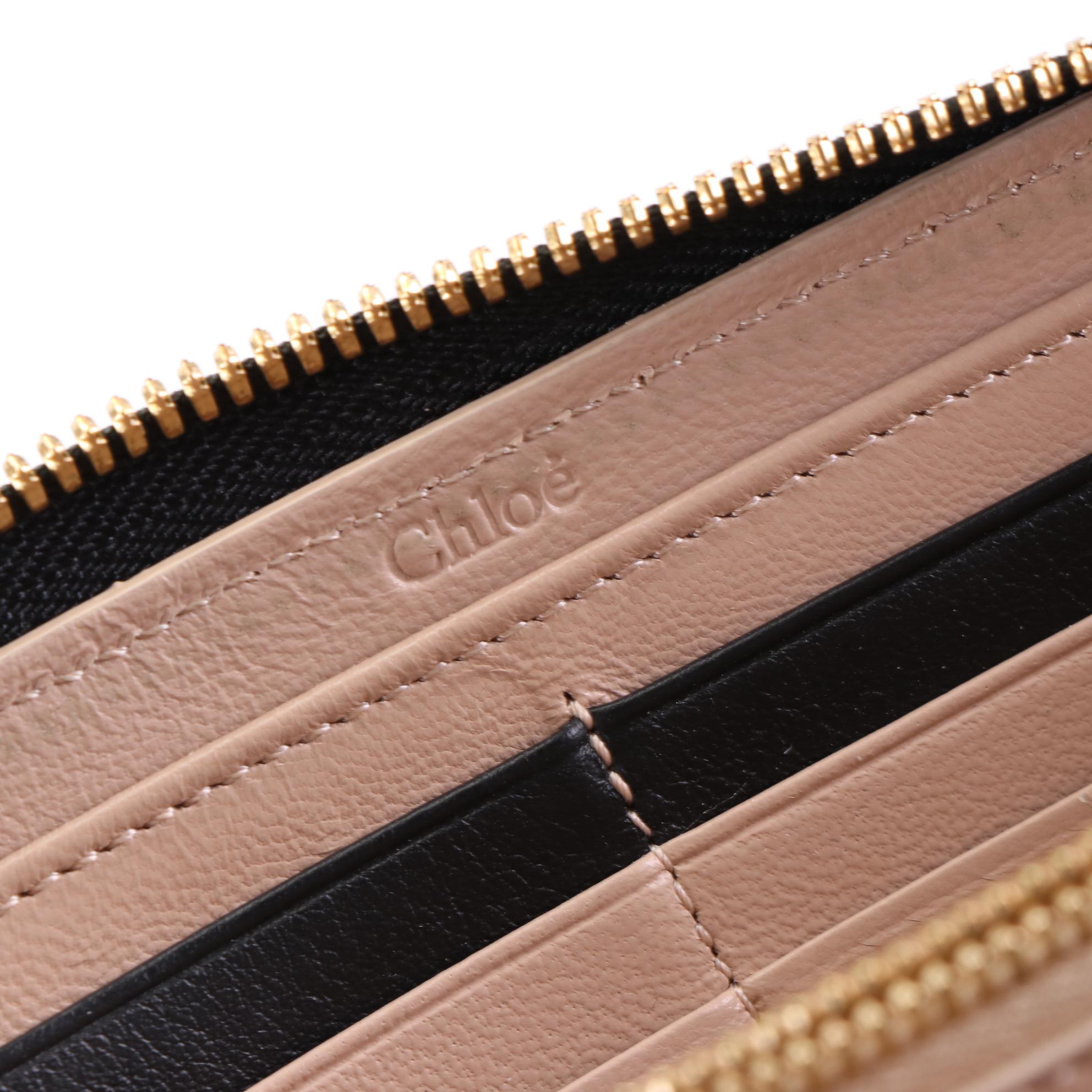 Chloé Zip-Around Alphabet Wallet in Black Calfskin Leather