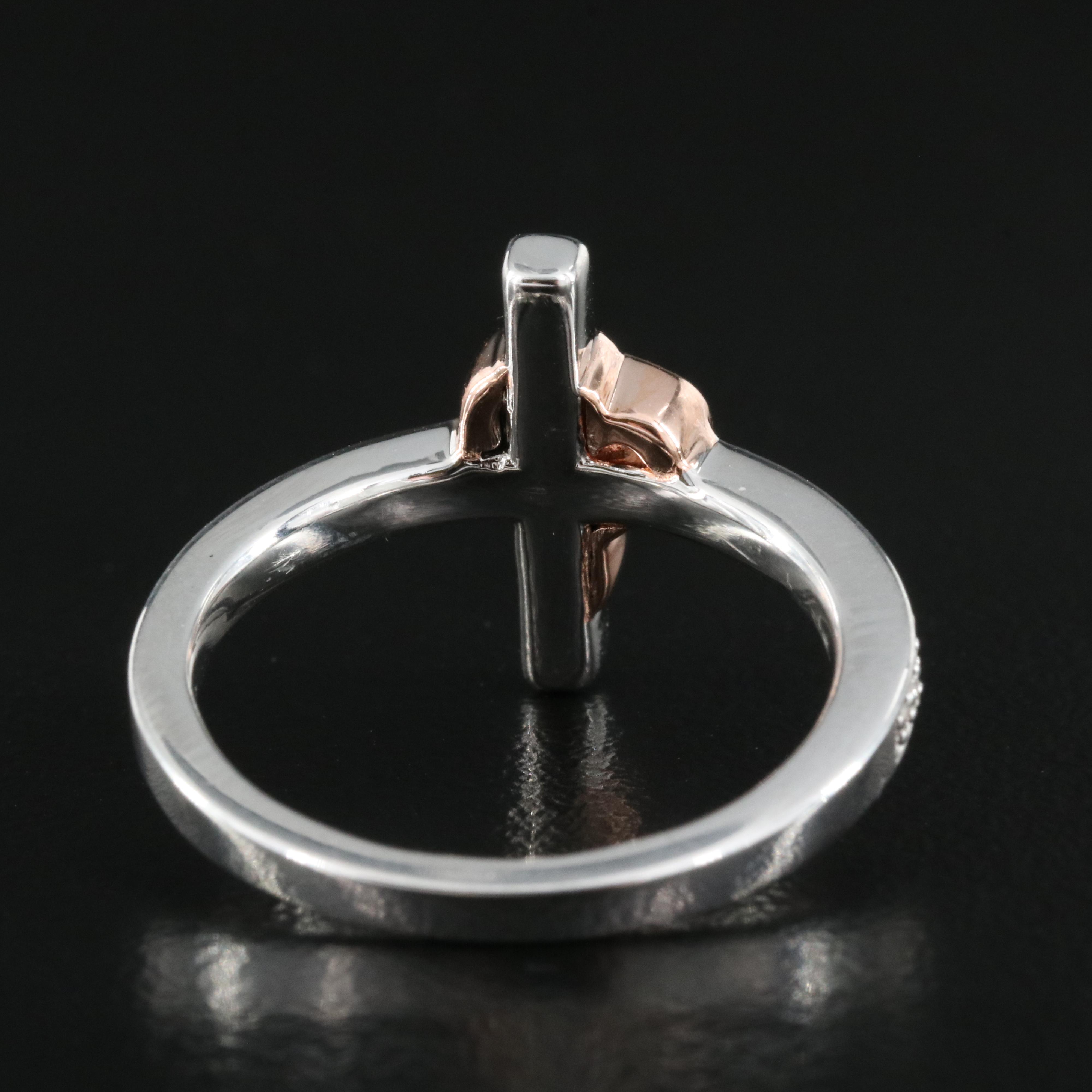Sterling Diamond Cross and Heart Ring