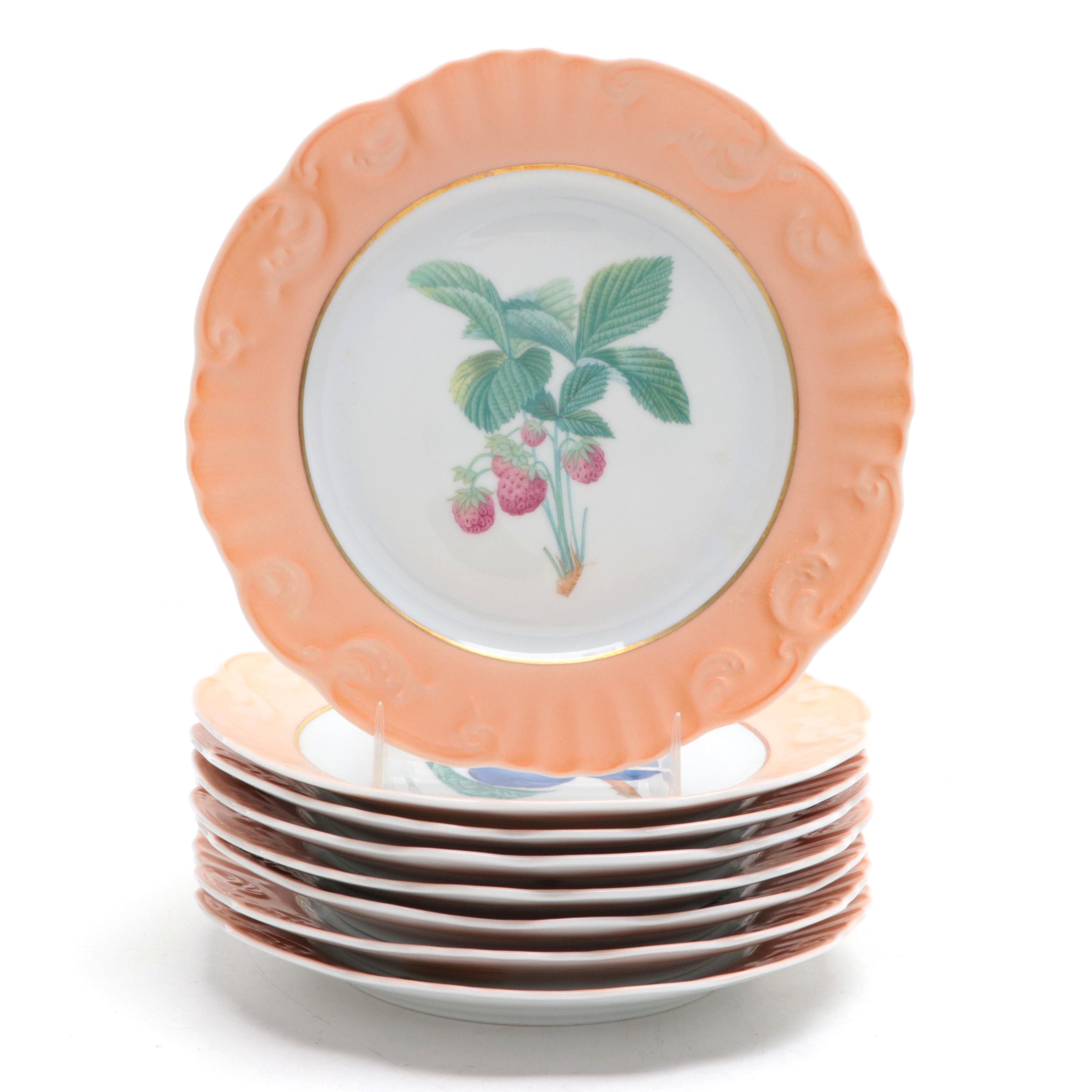 Mottahedeh Set of Eight Porcelain Fruit Plates