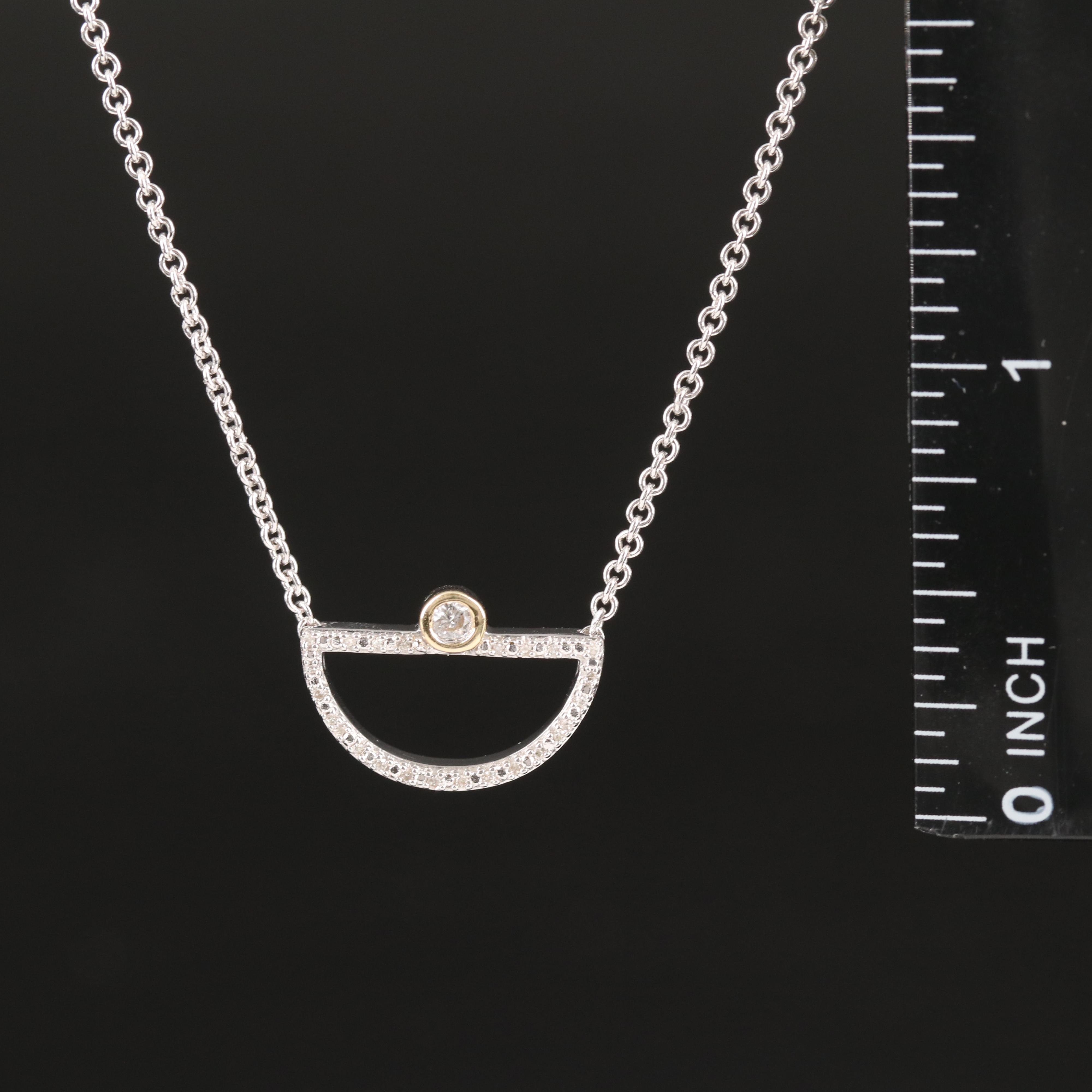 Sterling Diamond Geometric Necklace with 10K Accent