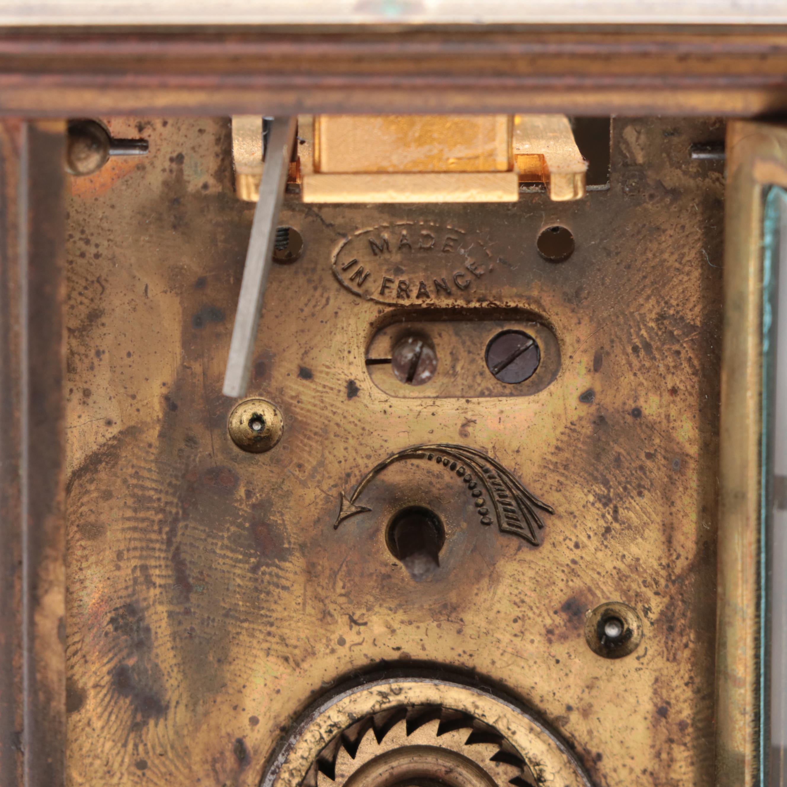 French Brass Miniature Carriage Clock, Early to Mid-20th Century