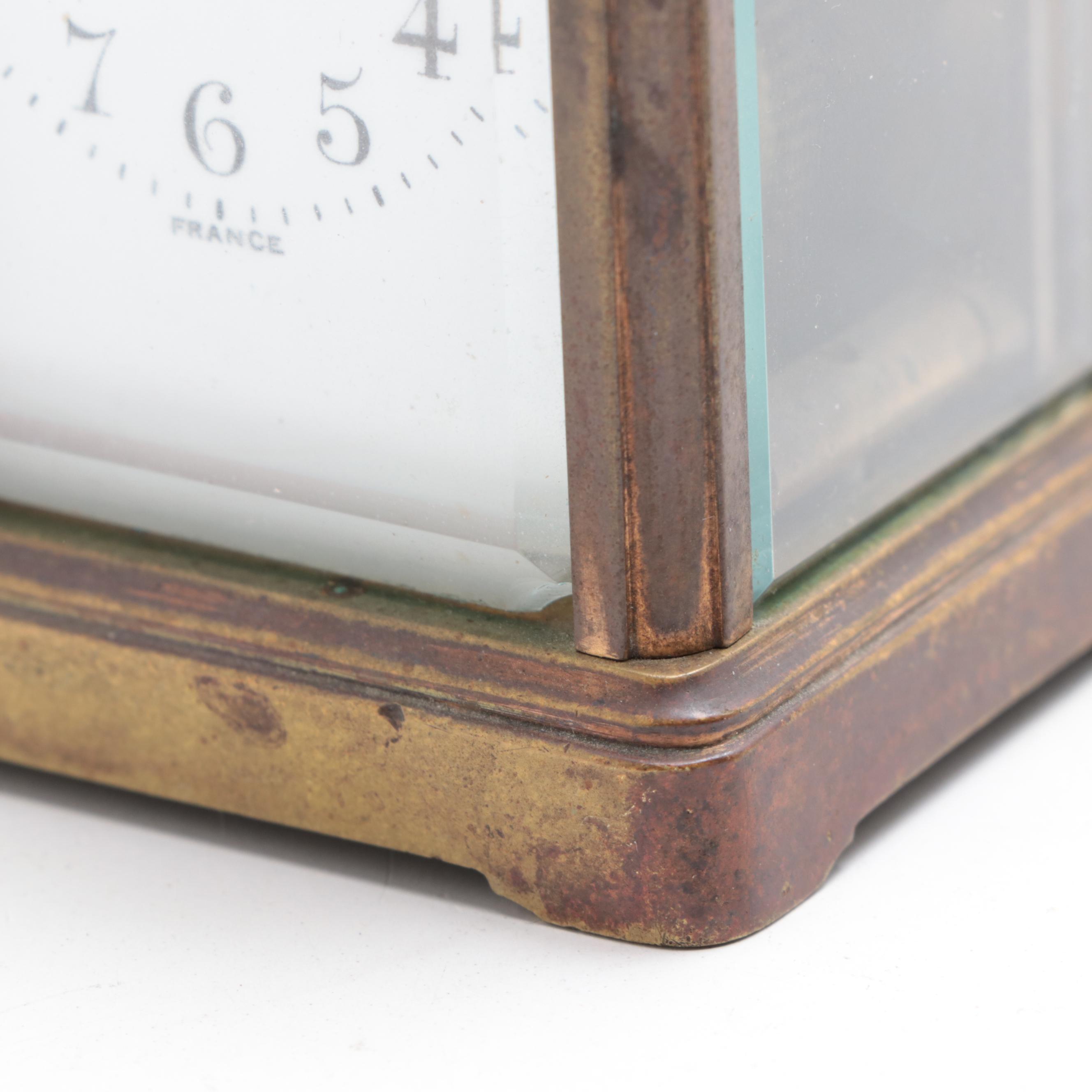 French Brass Miniature Carriage Clock, Early to Mid-20th Century